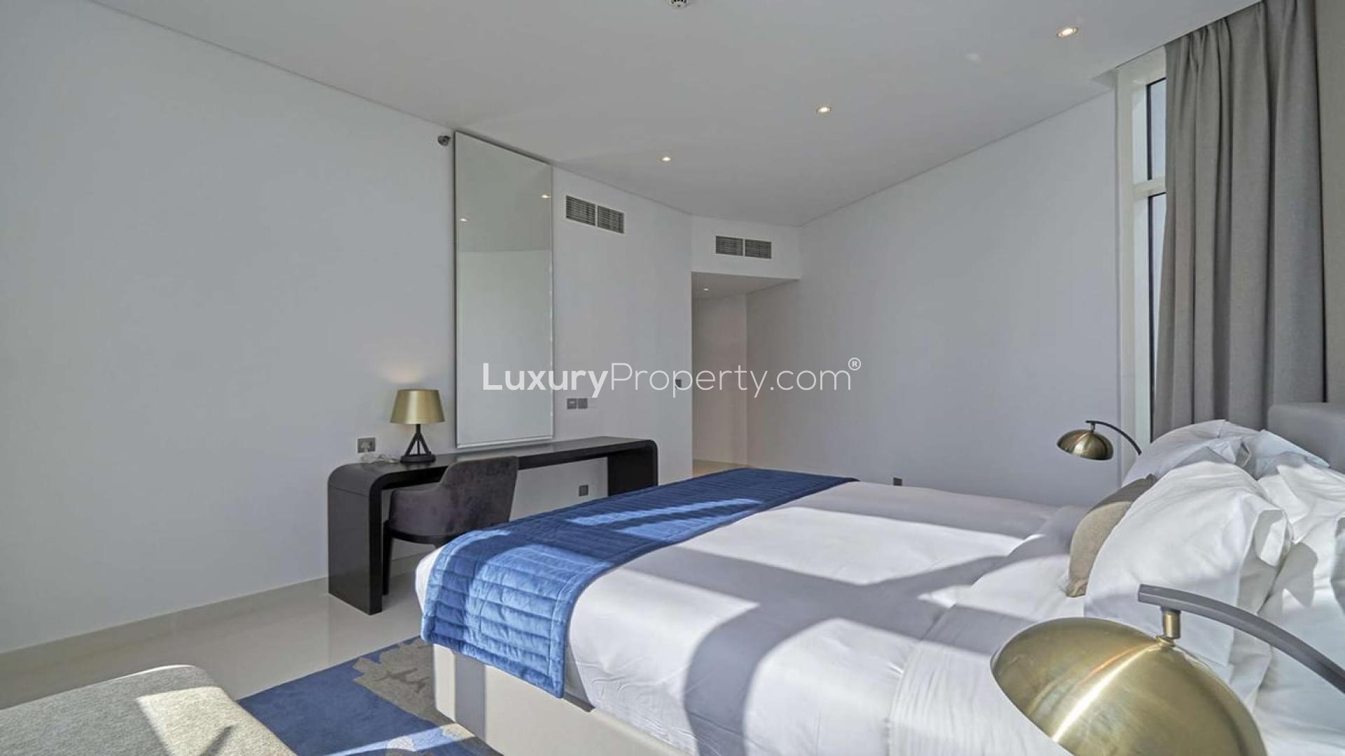 Waterfront view from 1-bedroom apartment balcony in Damac Maison Prive, Business Bay