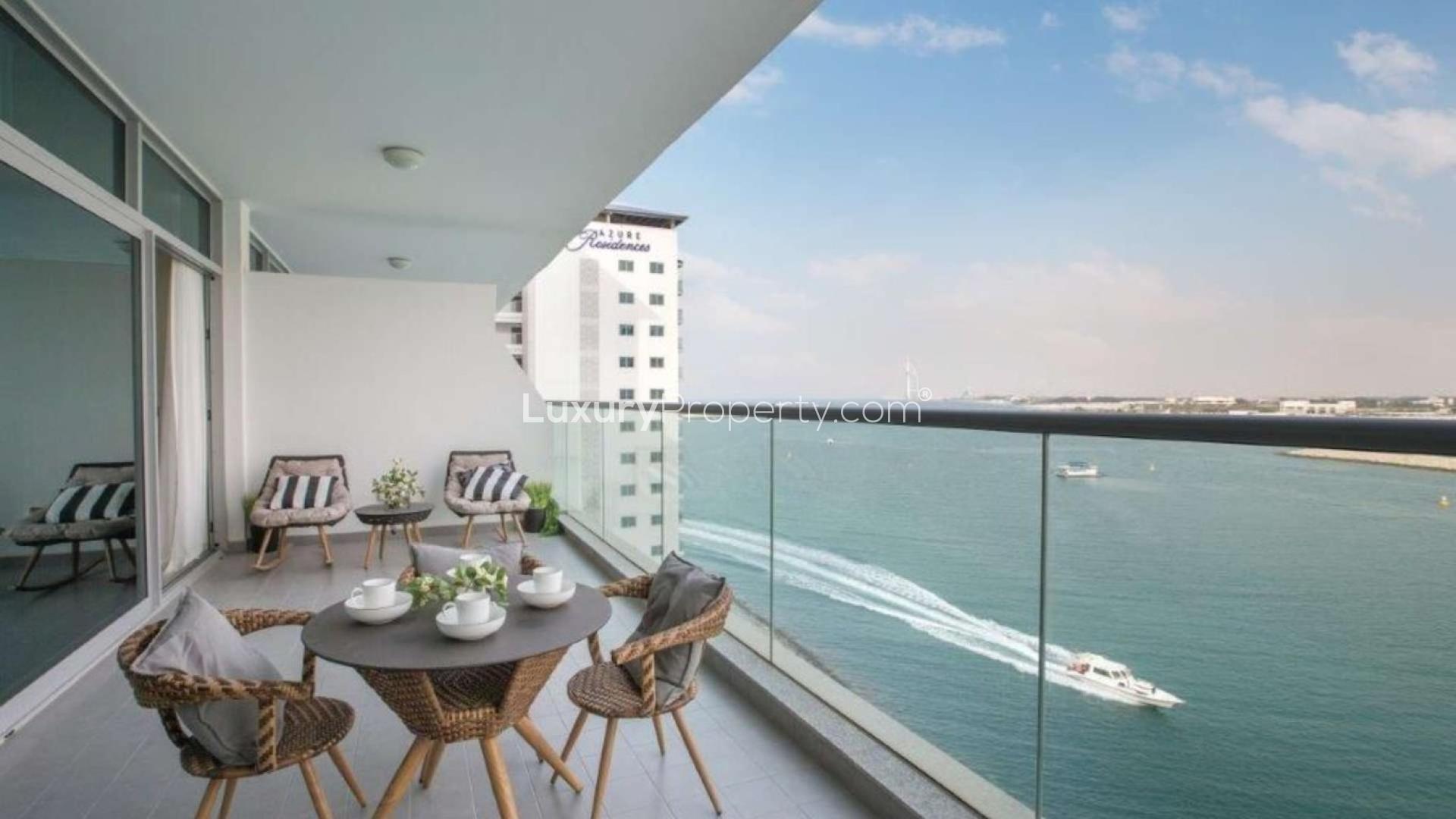 Furnished 1-bedroom apartment in Azure Residence, Palm Jumeirah with waterfront and city skyline views