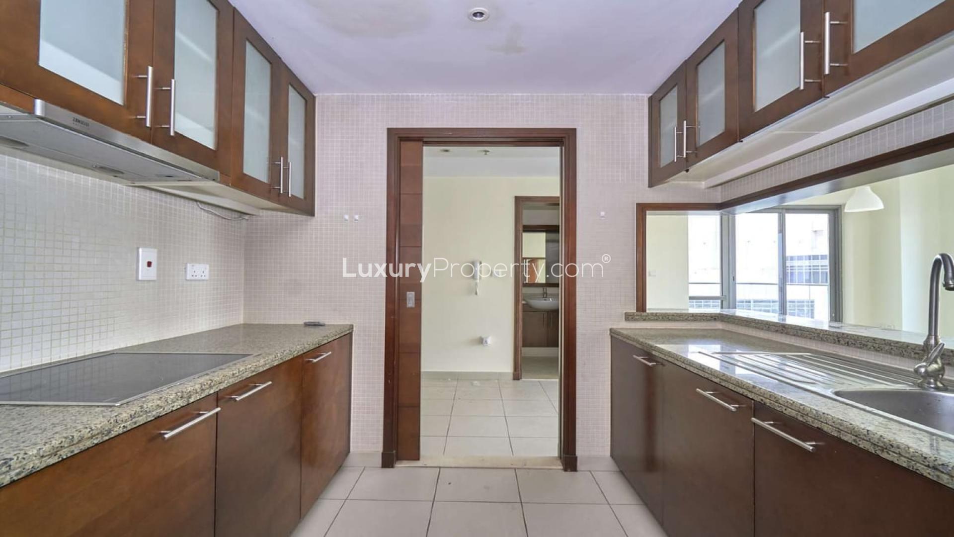 Balcony view of Downtown Dubai skyline from South Ridge apartment for rent