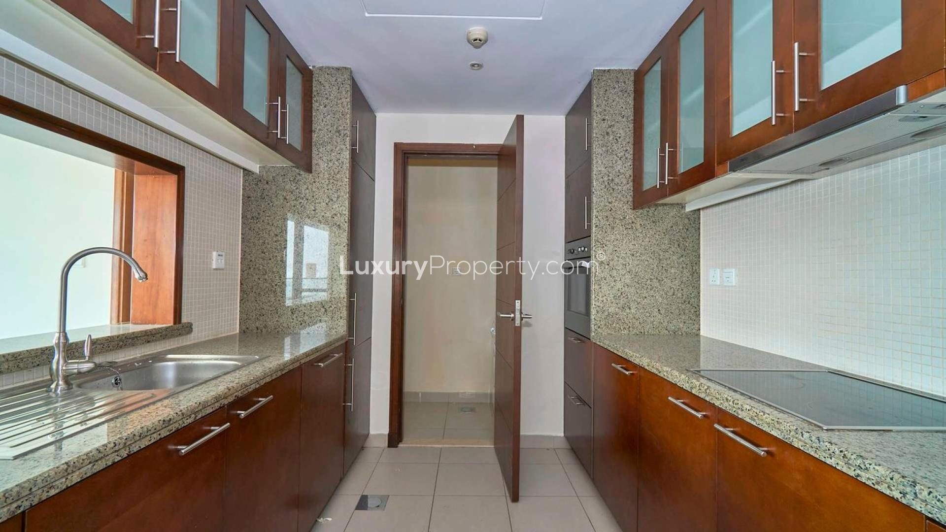 Aerial view of Downtown Dubai skyscrapers and canal near South Ridge apartment