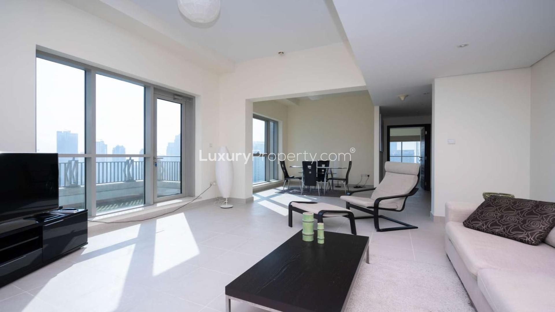 Aerial view of Boulevard Central, Downtown Dubai skyline near luxury 1-bedroom apartment