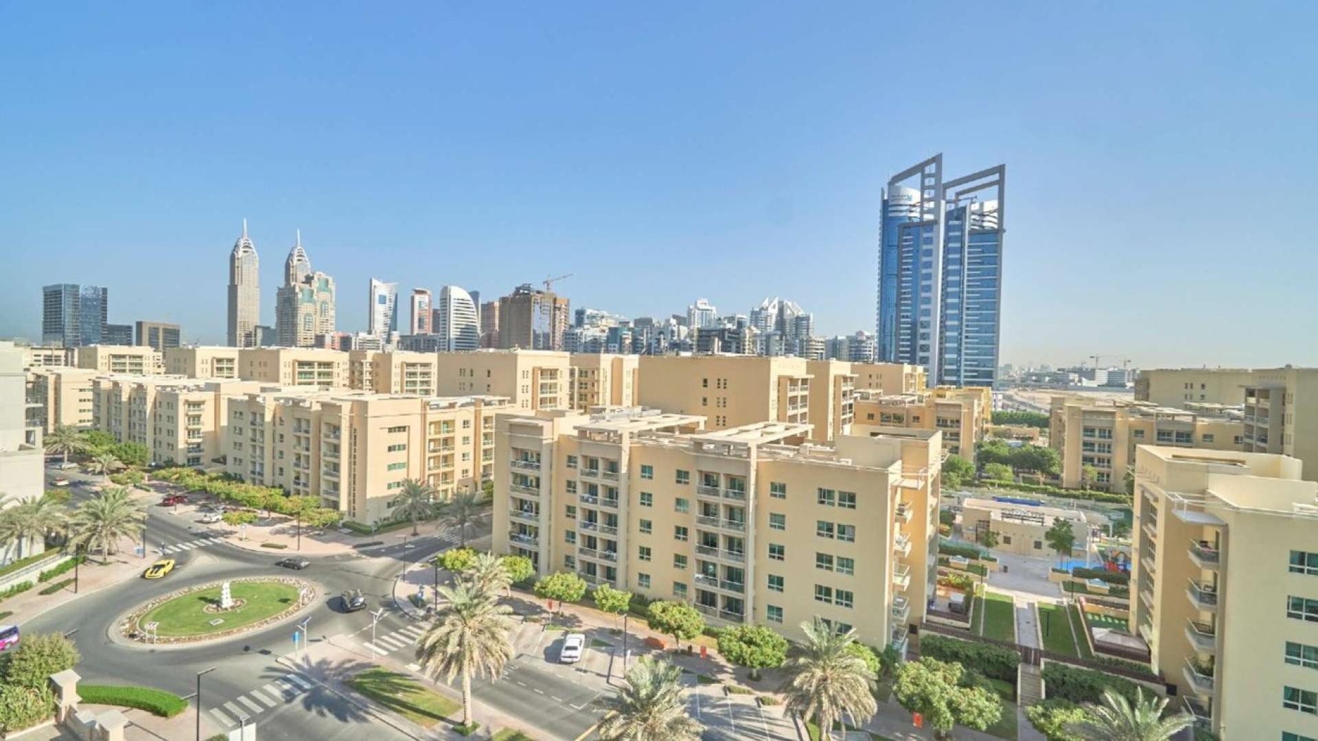 Charming living room in Mosela Tower one-bedroom apartment, The Views community, for rent