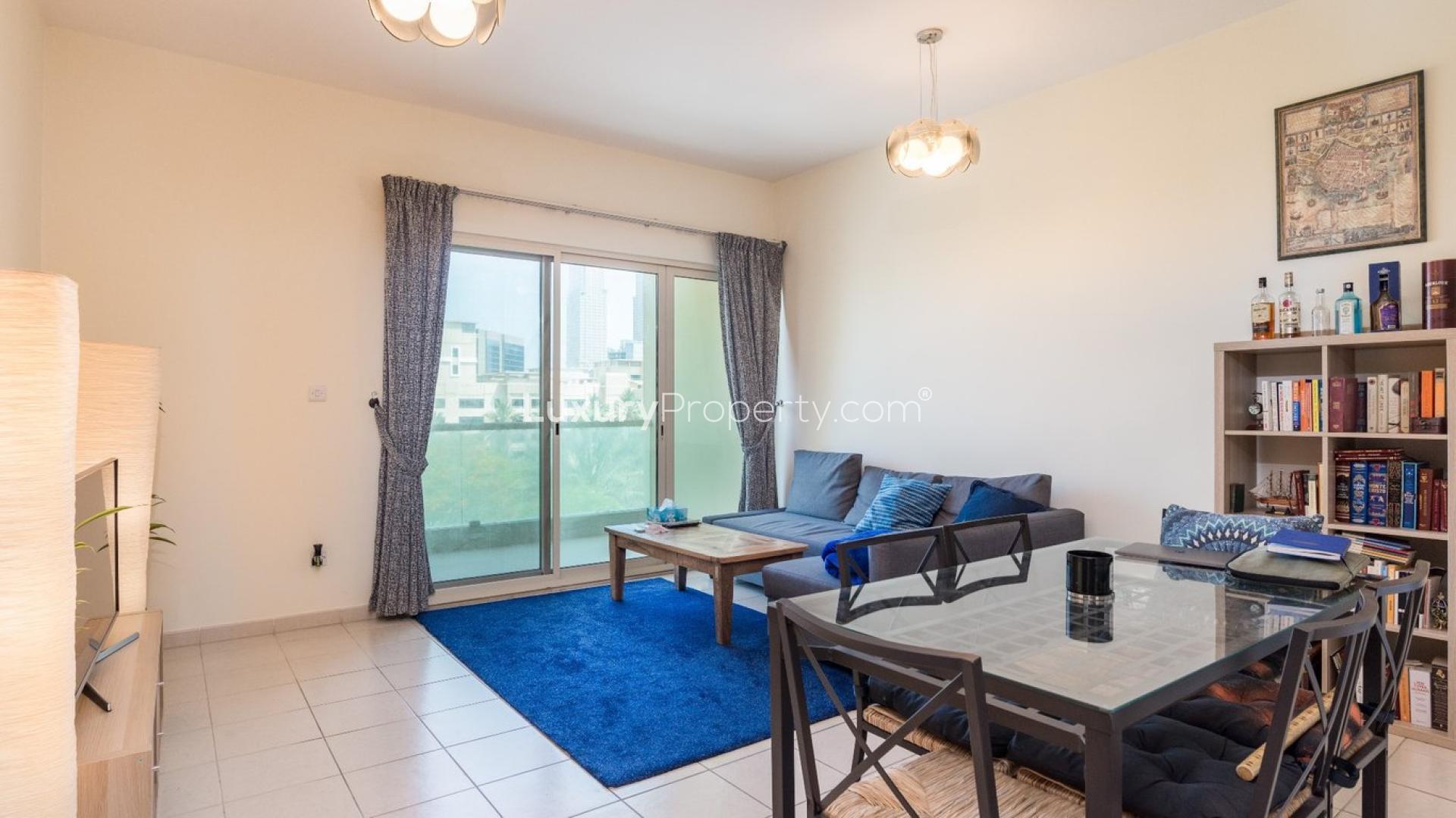 Modern kitchen in fully-furnished 1-bedroom apartment for rent in Al Dhafra, The Greens