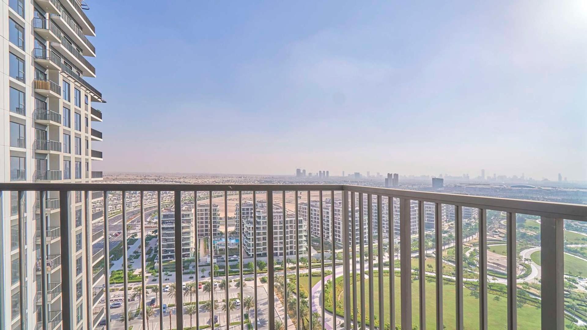 Modern kitchen and living area in 1-bedroom apartment, Park Ridge, Dubai Hills Estate