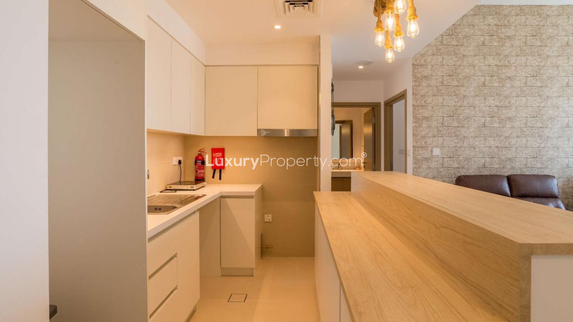 Modern kitchen in 1-bedroom apartment, Creek Horizon, Dubai Creek Harbour, for rent