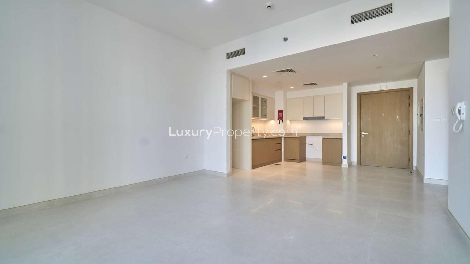 Luxurious poolside view at Creekside 18, Dubai Creek Harbour apartment for rent