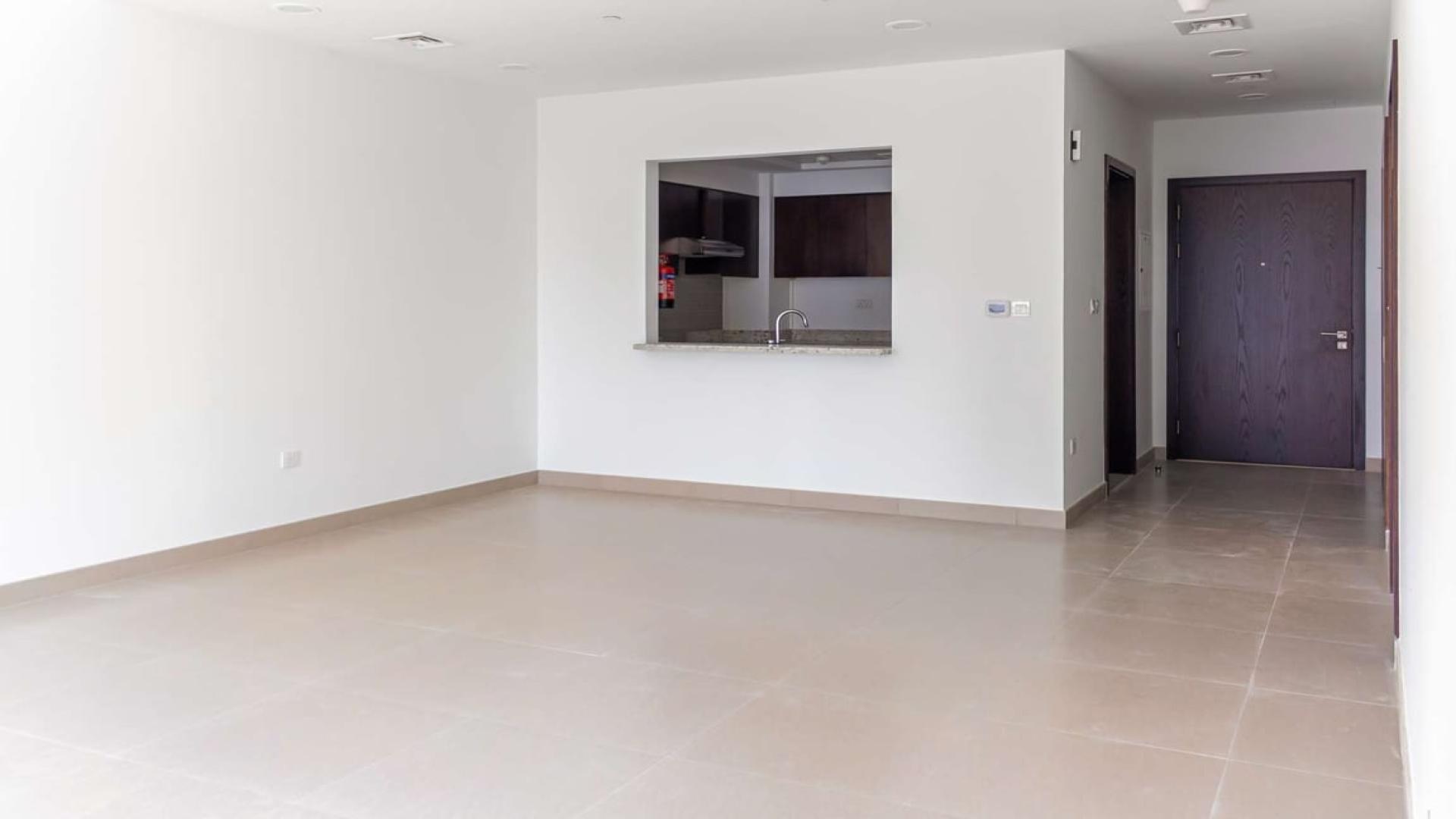 Modern kitchen in brand new Downtown Dubai apartment, Bellevue Towers, granite countertops, dark cabinets