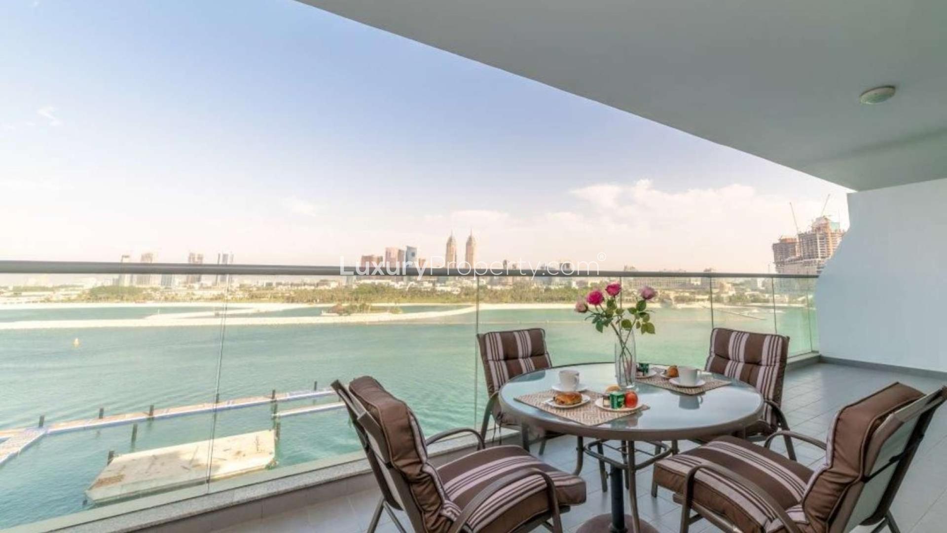 Balcony view from 1-bedroom apartment in Azure Residences, Palm Jumeirah with sea views