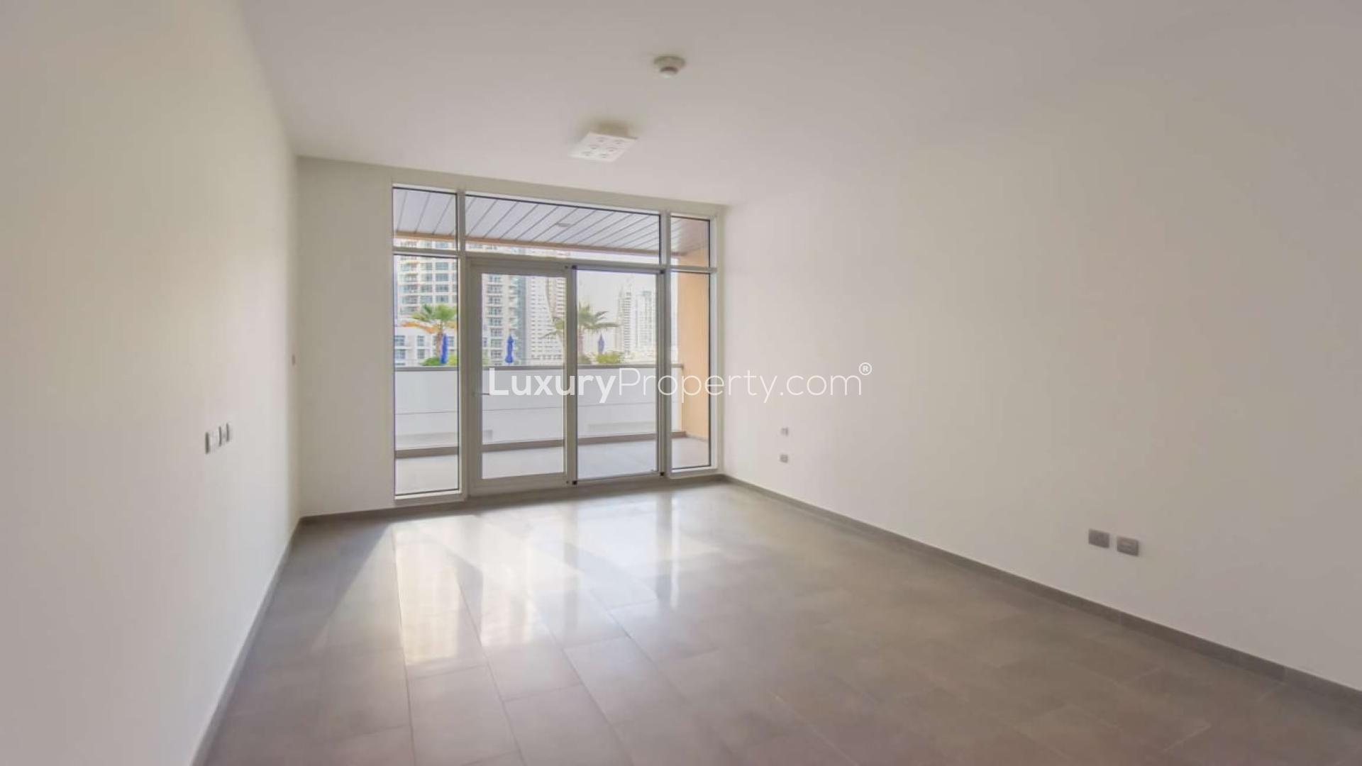 Spacious living area in one-bedroom apartment, JAM Marina Residence, Dubai Marina for rent