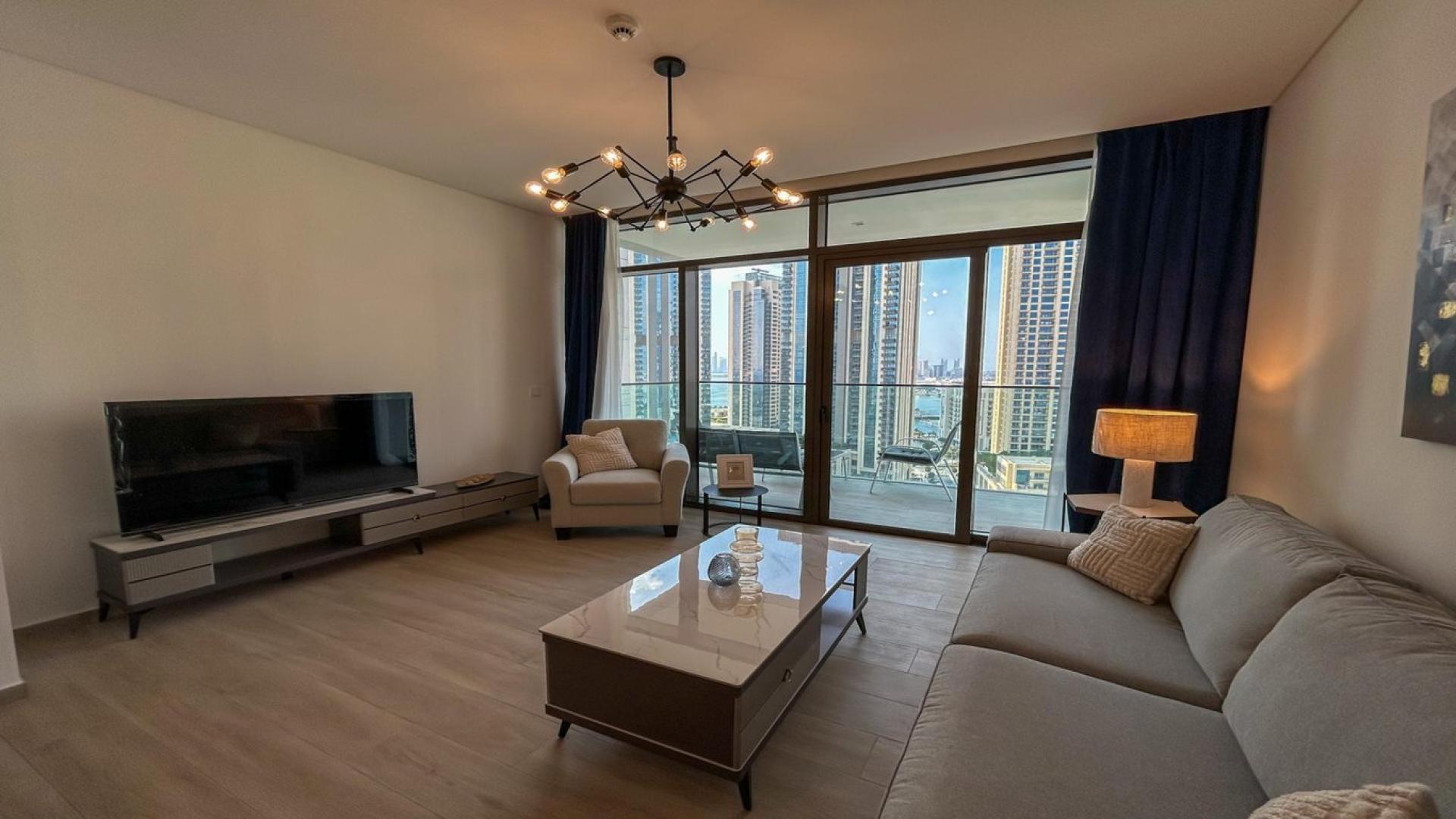 Bright living and dining area in 1-bedroom apartment, Palace Residences, Dubai Creek Harbour