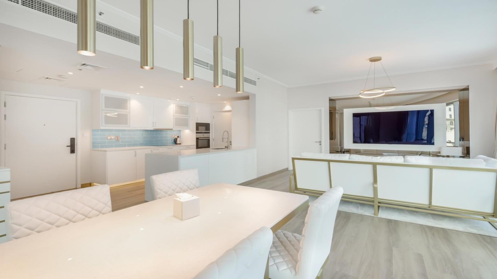 Fully furnished living room in 1-bed apartment, Marina Promenade, Dubai Marina, for sale