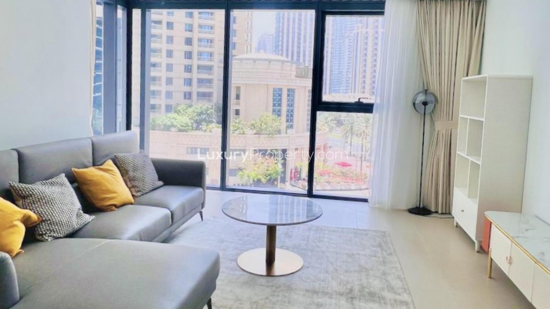 Luxurious furnished living area in Downtown Dubai Opera District apartment for rent