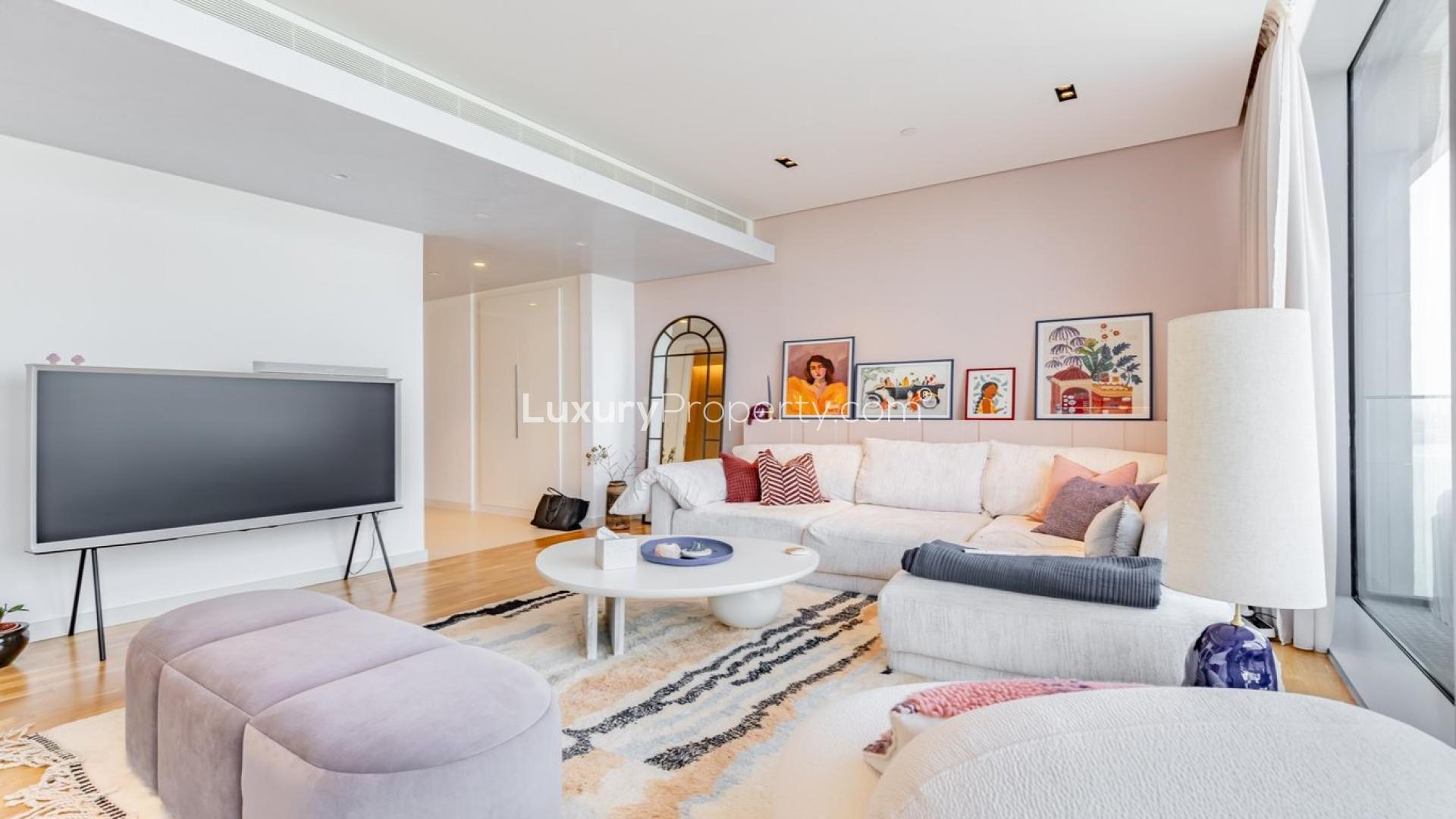 High-floor apartment balcony with stunning sea view, Bluewaters Residences, available for rent