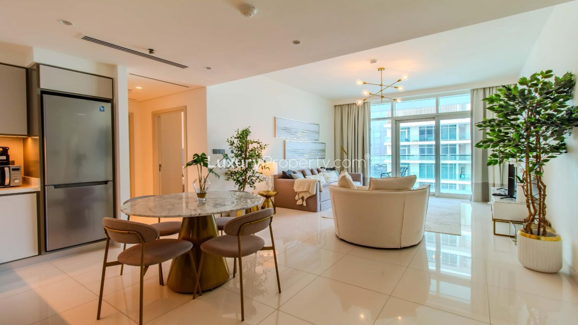 Modern living room with sea view, 1-bedroom apartment, Sunrise Bay, Emaar Beachfront, Dubai Harbour
