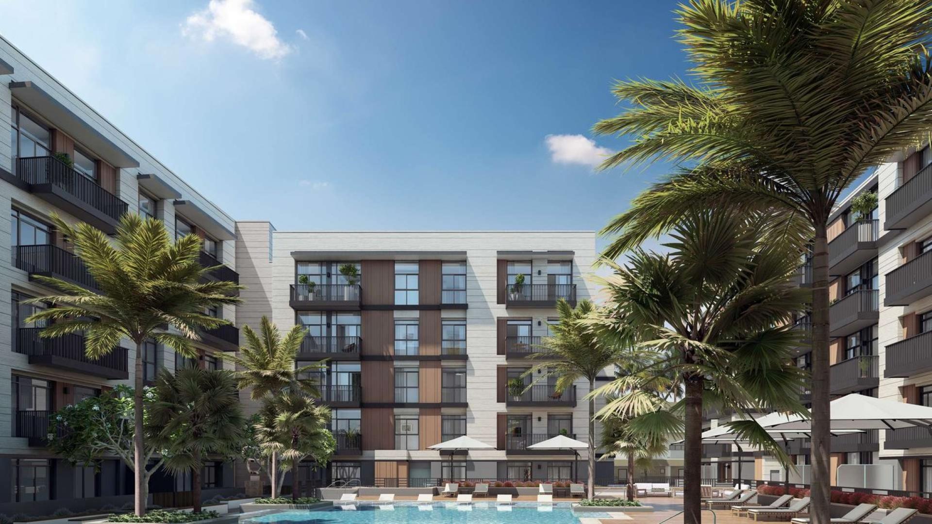 Contemporary kitchen in 1-bedroom apartment, Belgravia Square, JVC Dubai, with modern design elements