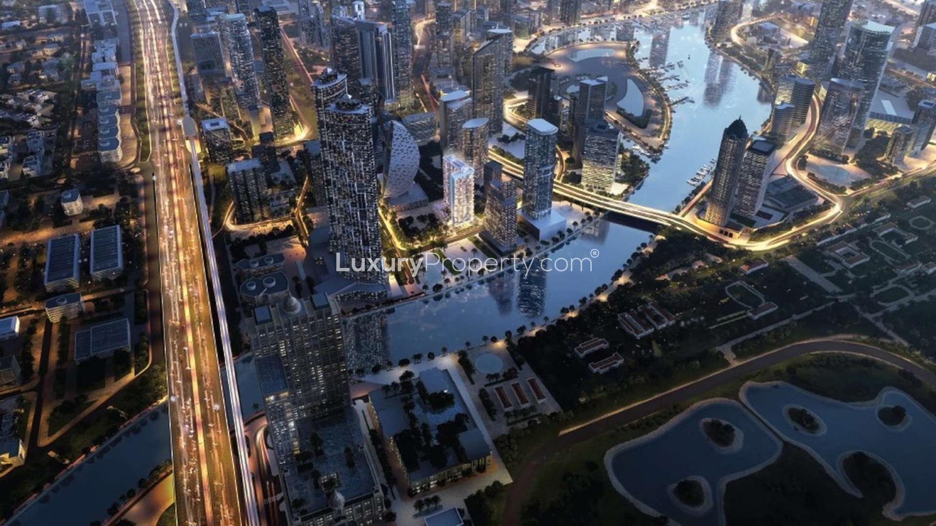 Modern living room in luxury 1-bedroom apartment, Merano Tower, Business Bay, for sale