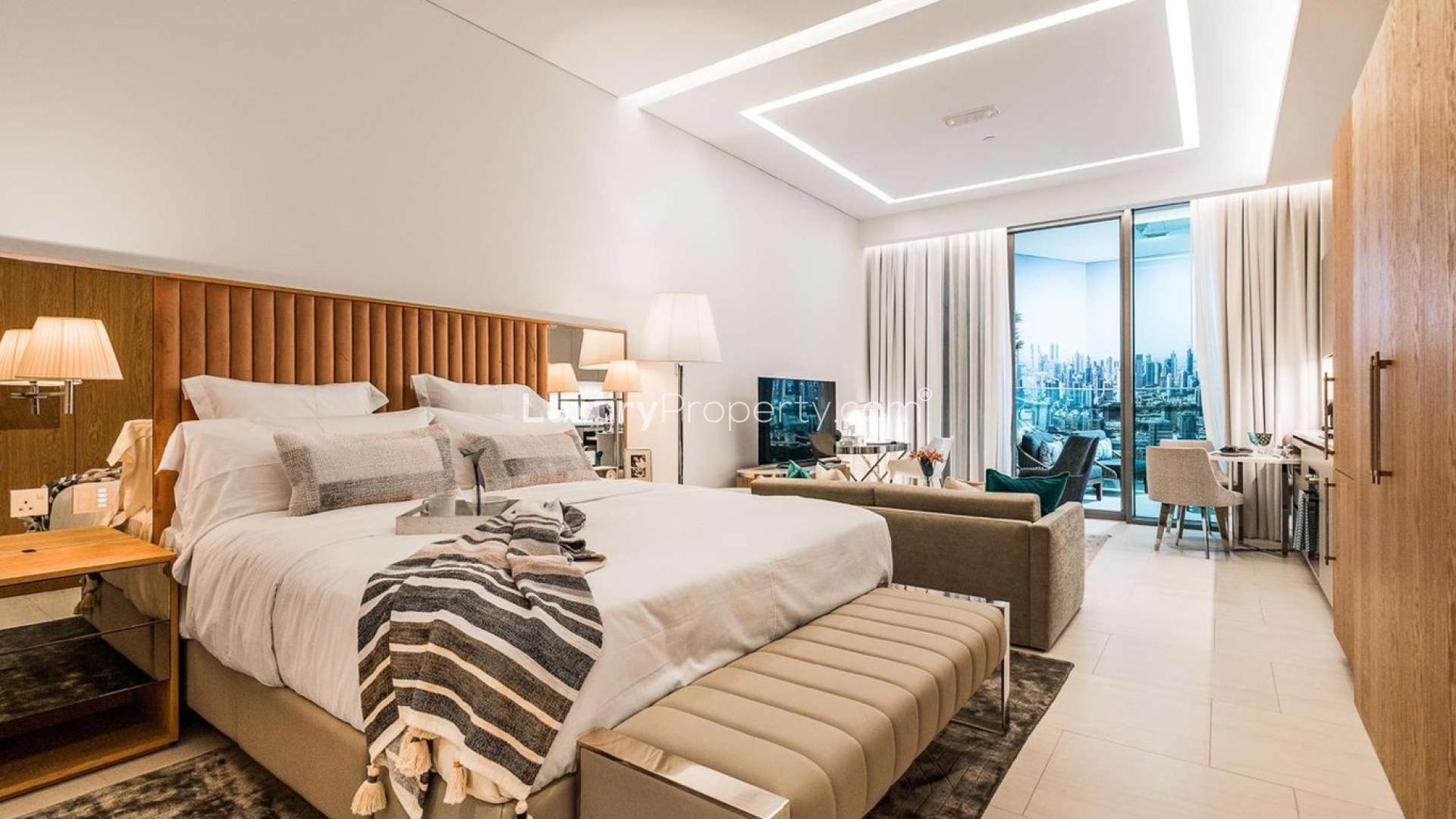 Luxurious studio apartment interior at SLS Dubai Hotel & Residences, Business Bay for sale