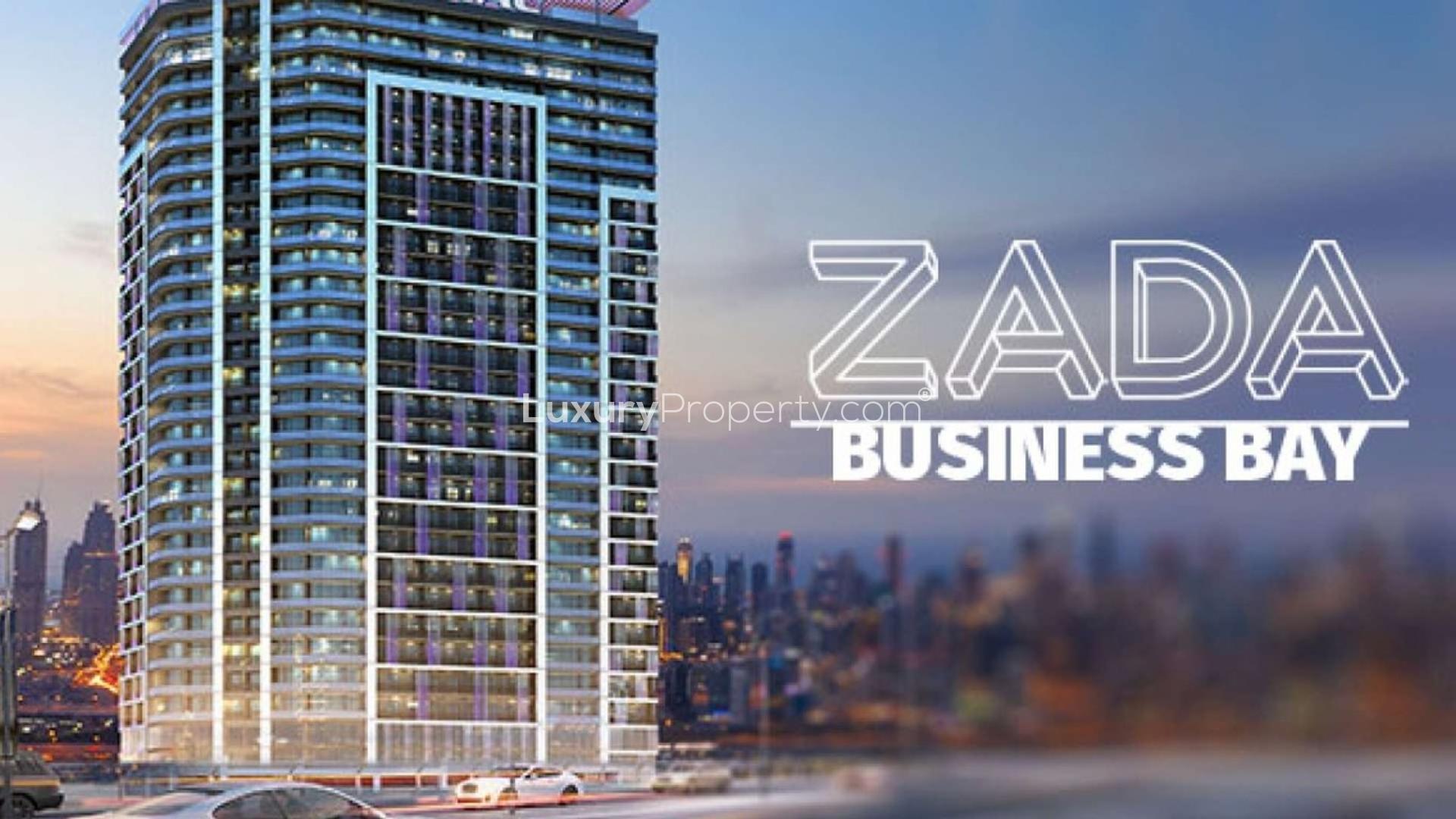 Luxurious lobby at Zada Residences, Business Bay apartment for sale, elegant marble interior