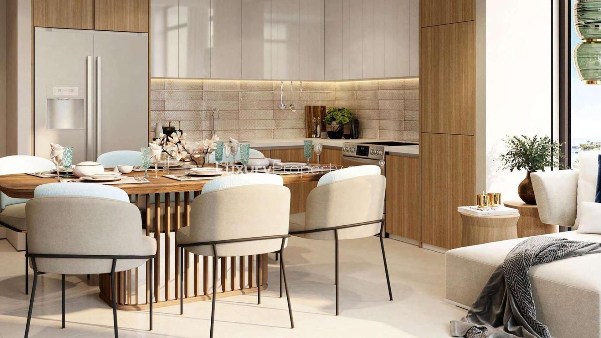 N/A,Modern kitchen and dining area in Seashore apartment, Abu Dhabi Gate City studio for sale