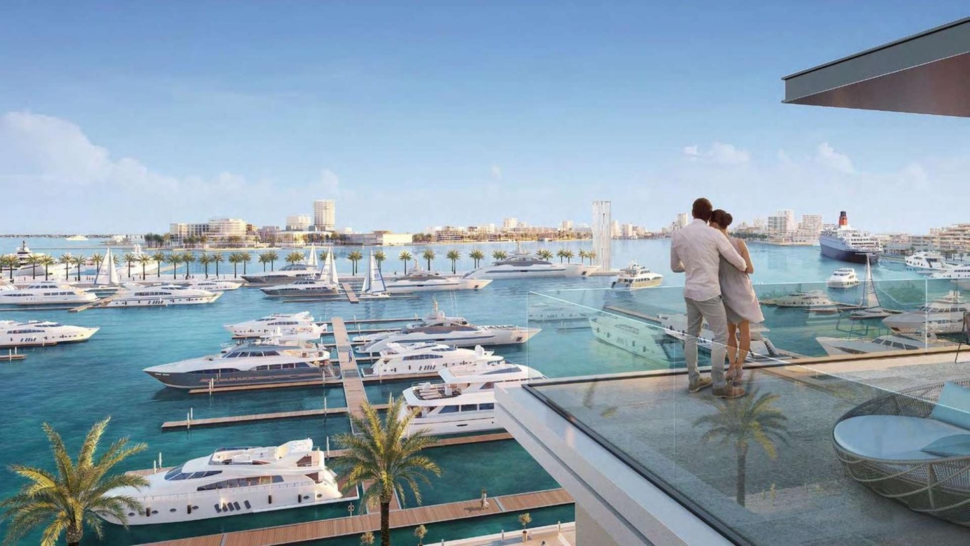 Seashore apartment view, Mina Rashid waterfront, luxury residential community, Abu Dhabi Gate City
