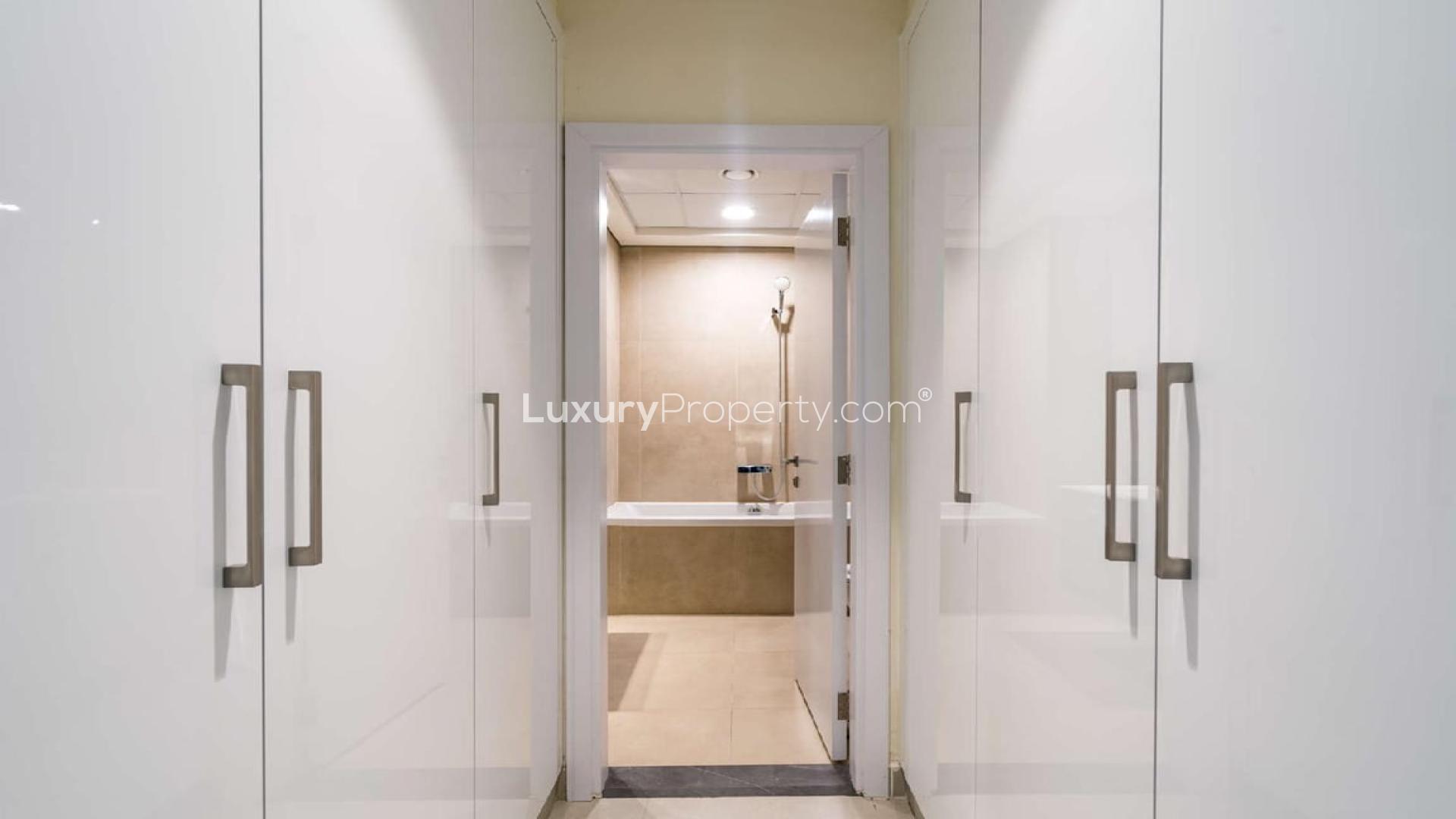 New York styled duplex apartment kitchen and living area in Marina Arcade Tower, Dubai Marina