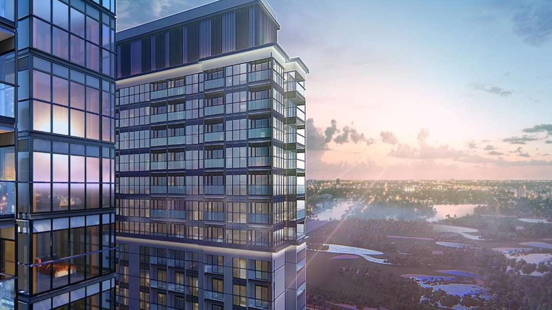 Modern apartment exterior at Sobha Creek Reserve, overlooking scenic views in Mohammed Bin Rashid City