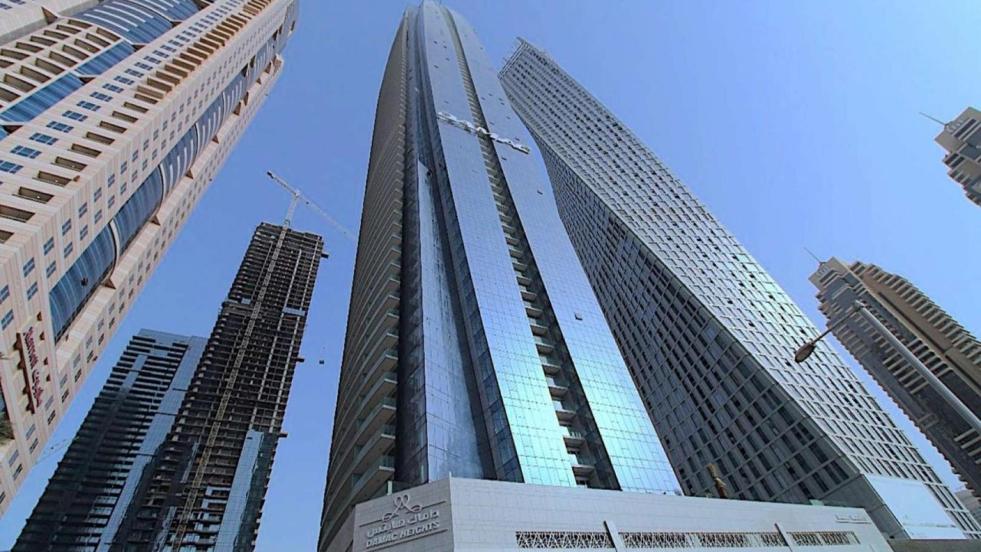 High-rise Damac Heights apartment building in Dubai Marina for sale, exterior view