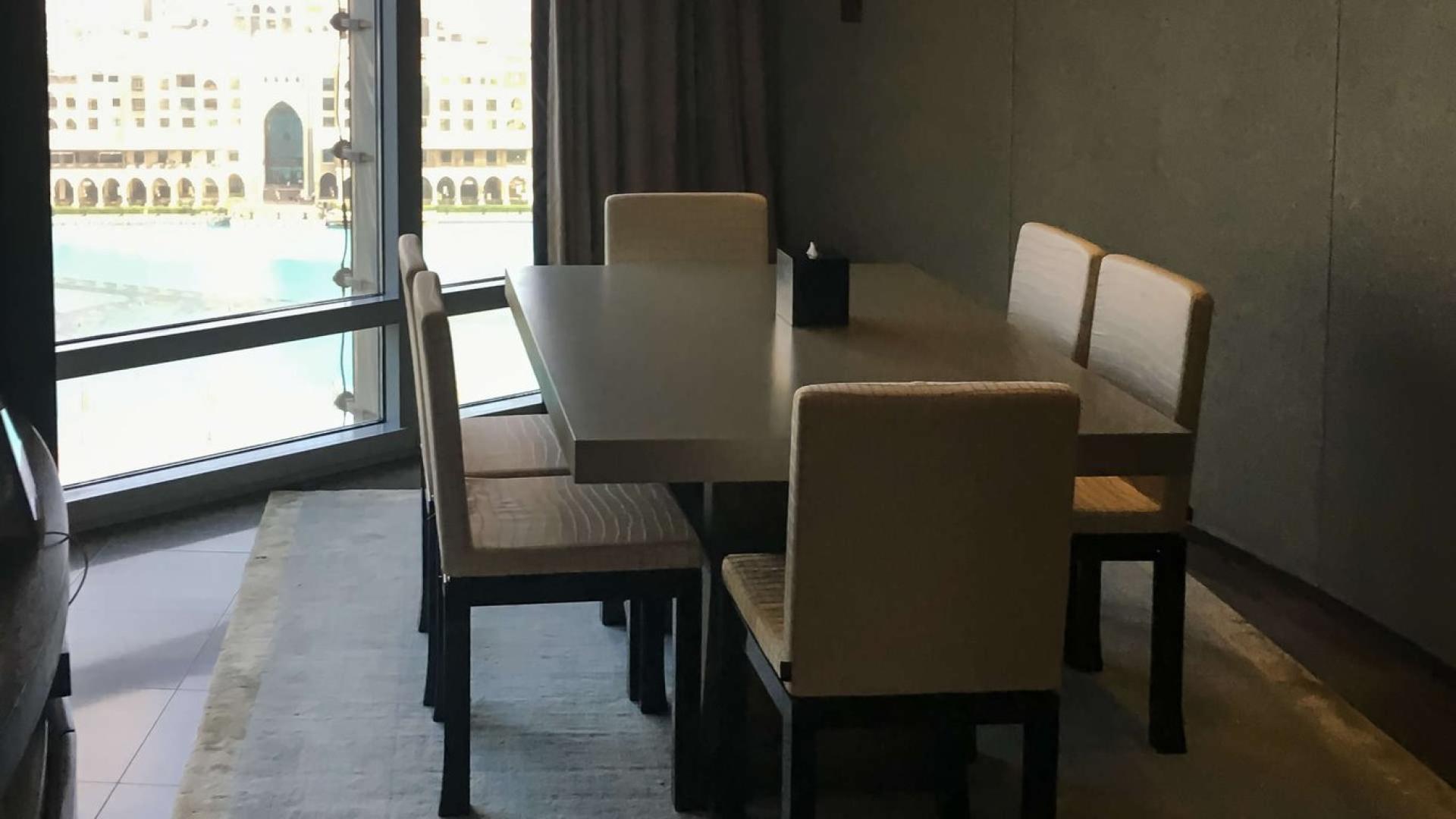 Dining area in Armani Residences apartment, Burj Khalifa area, Downtown Dubai, with city view