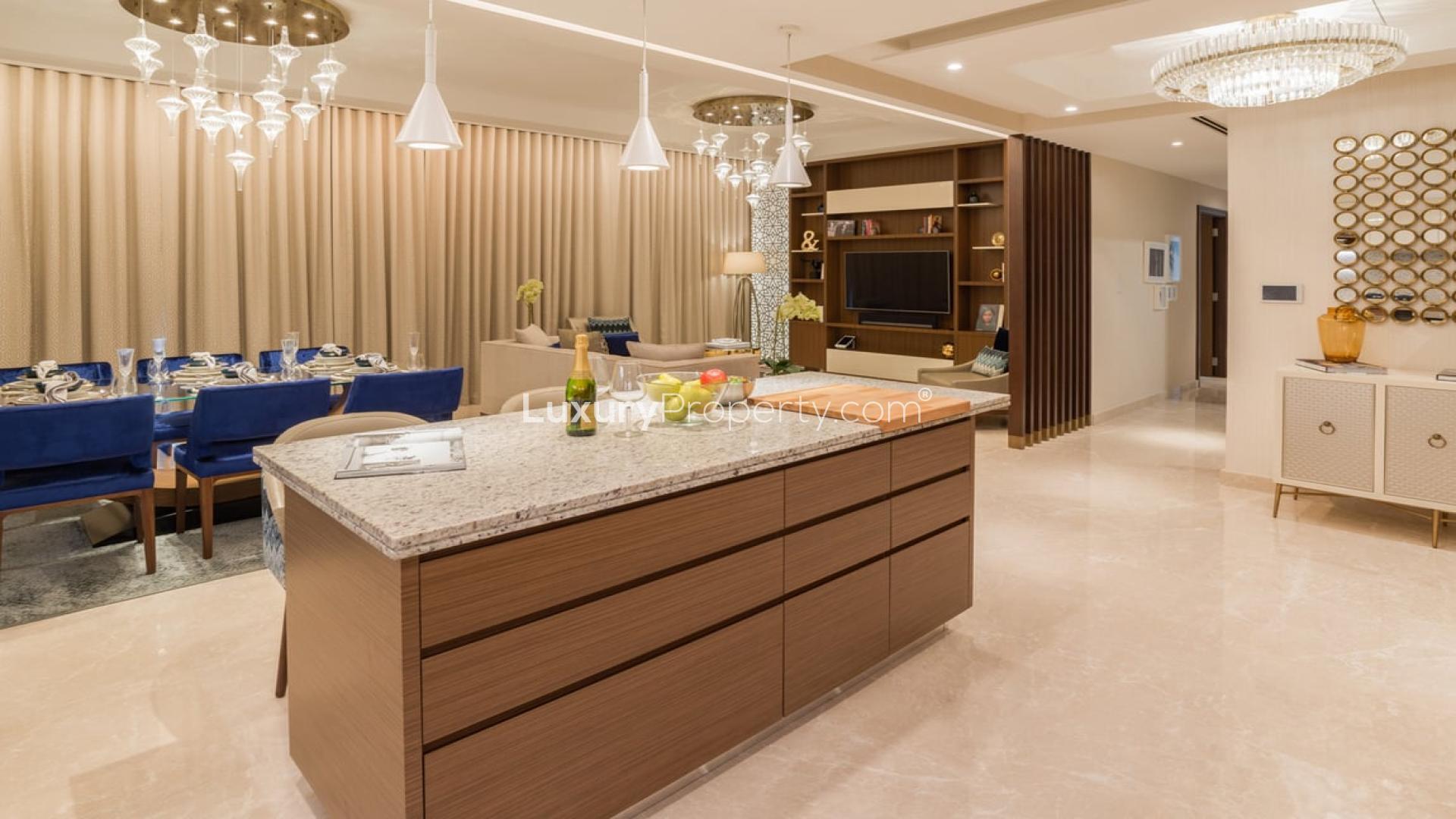 Luxurious dining and living area in four-bedroom Downtown Dubai apartment, Imperial Avenue