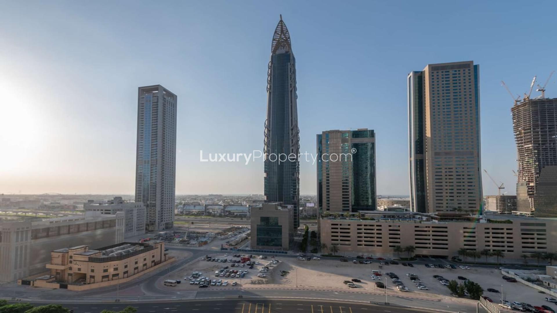 Burj Vista apartment exterior view, Downtown Dubai skyline, incredible investment opportunity
