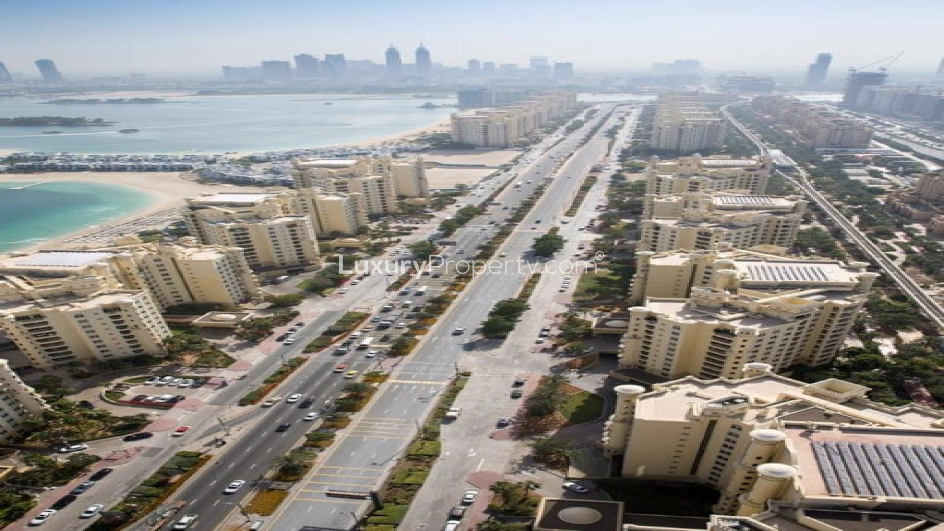 Luxury bathroom with modern freestanding tub in Palm Jumeirah apartment, The Palm Tower