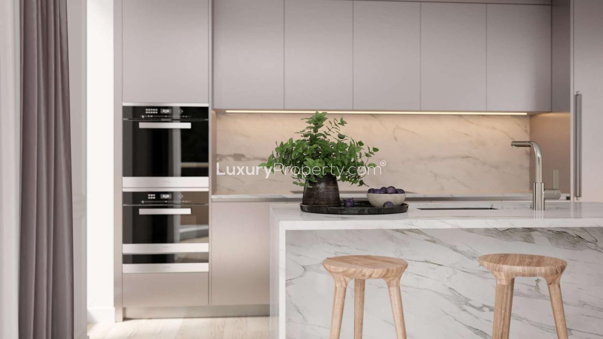 Stylish apartment building exterior in W1 Place, London, available for sale