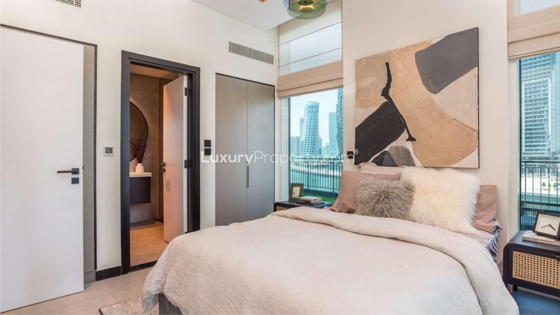 Dubai Canal views from Business Bay apartment, 15 Northside community, modern skyline backdrop