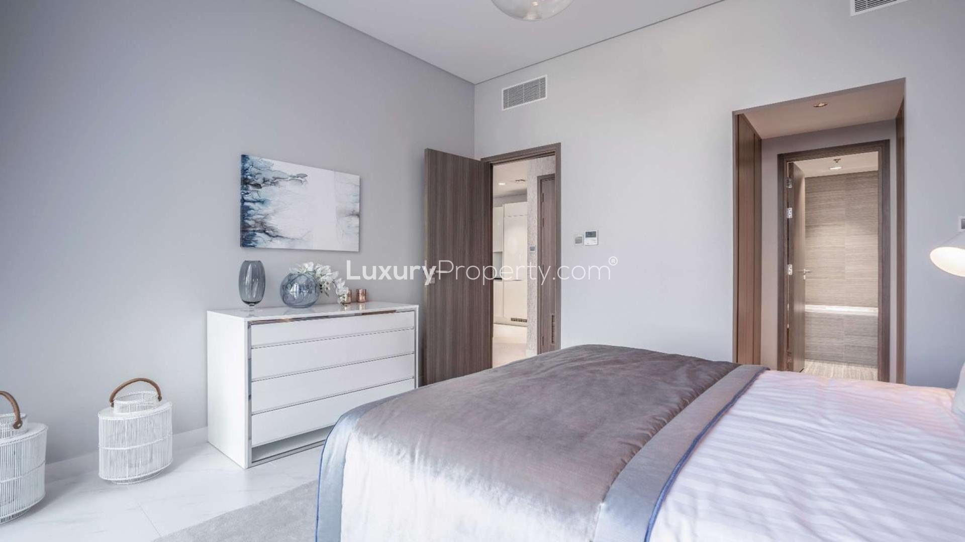 Spacious modern kitchen and living area in Crystal Lagoon apartment, District One, MBR City