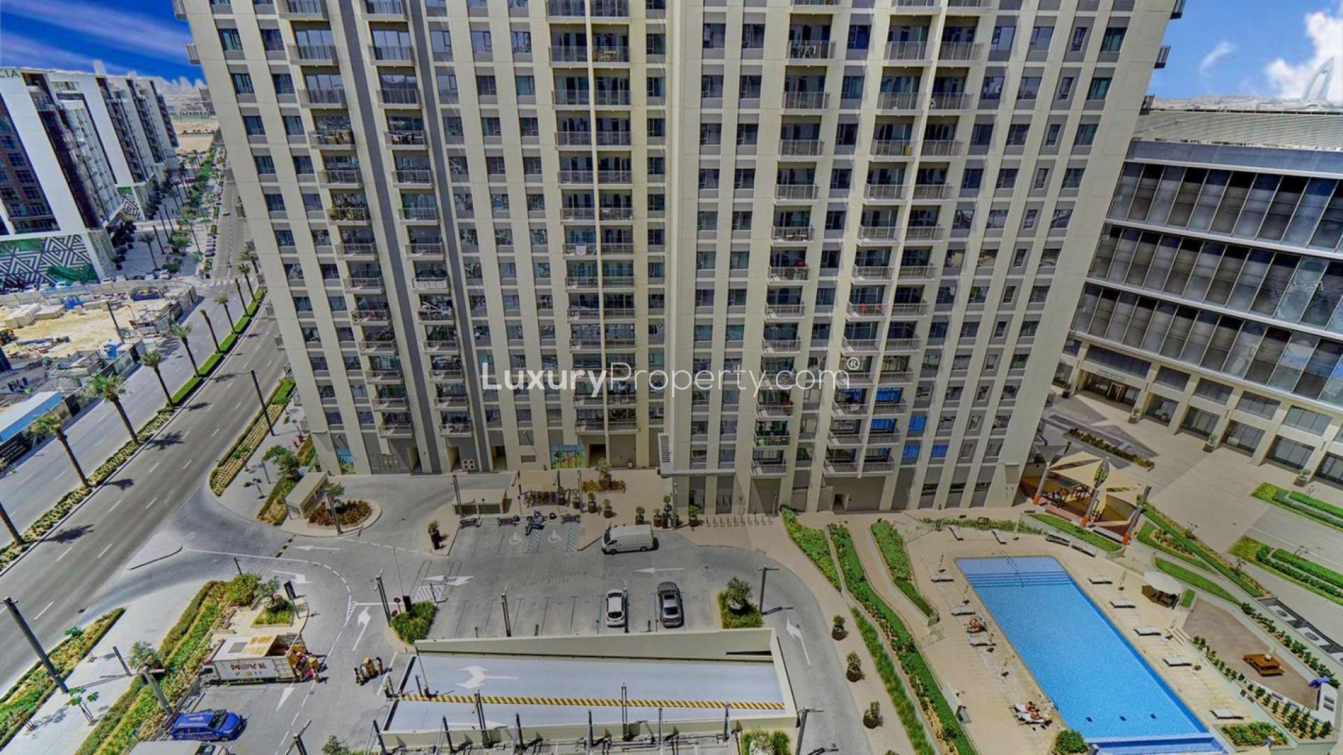 Empty apartment with balcony view in Park Heights, Dubai Hills Estate