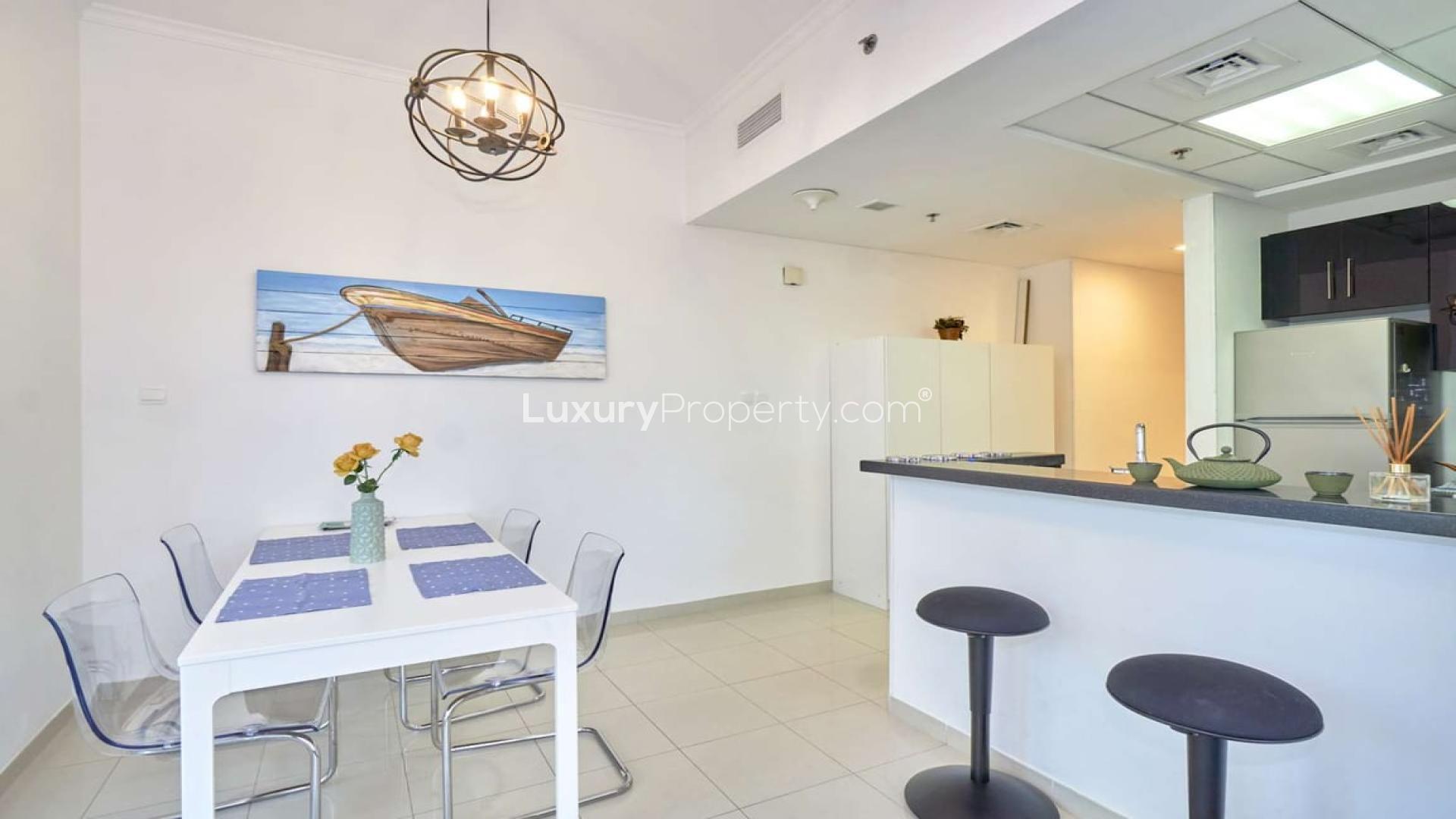 View from Botanica Tower apartment in Dubai Marina overlooking cityscape and waterfront