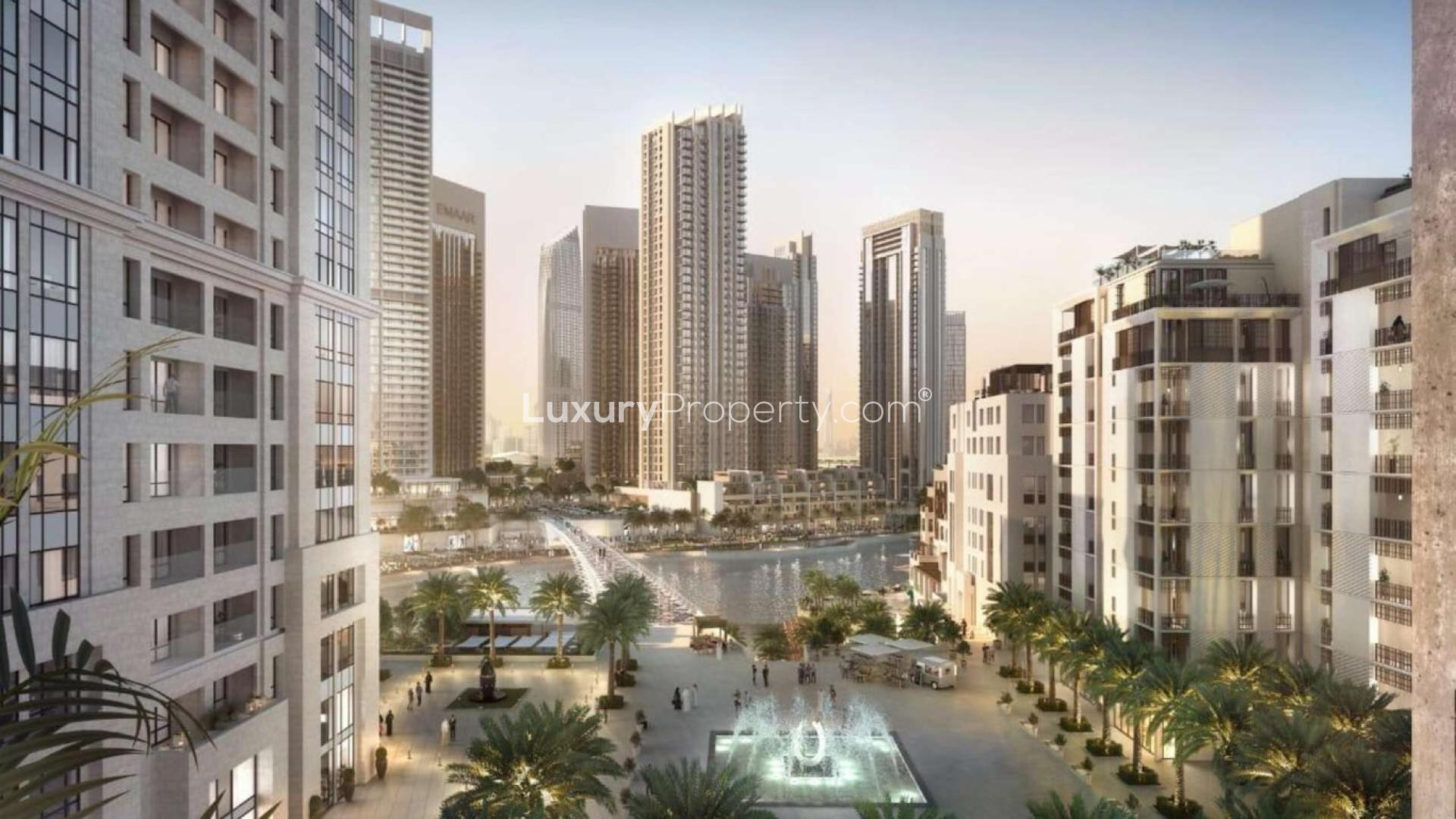 High-floor 1-bedroom apartment interior with city view in Surf, Dubai Creek Harbour