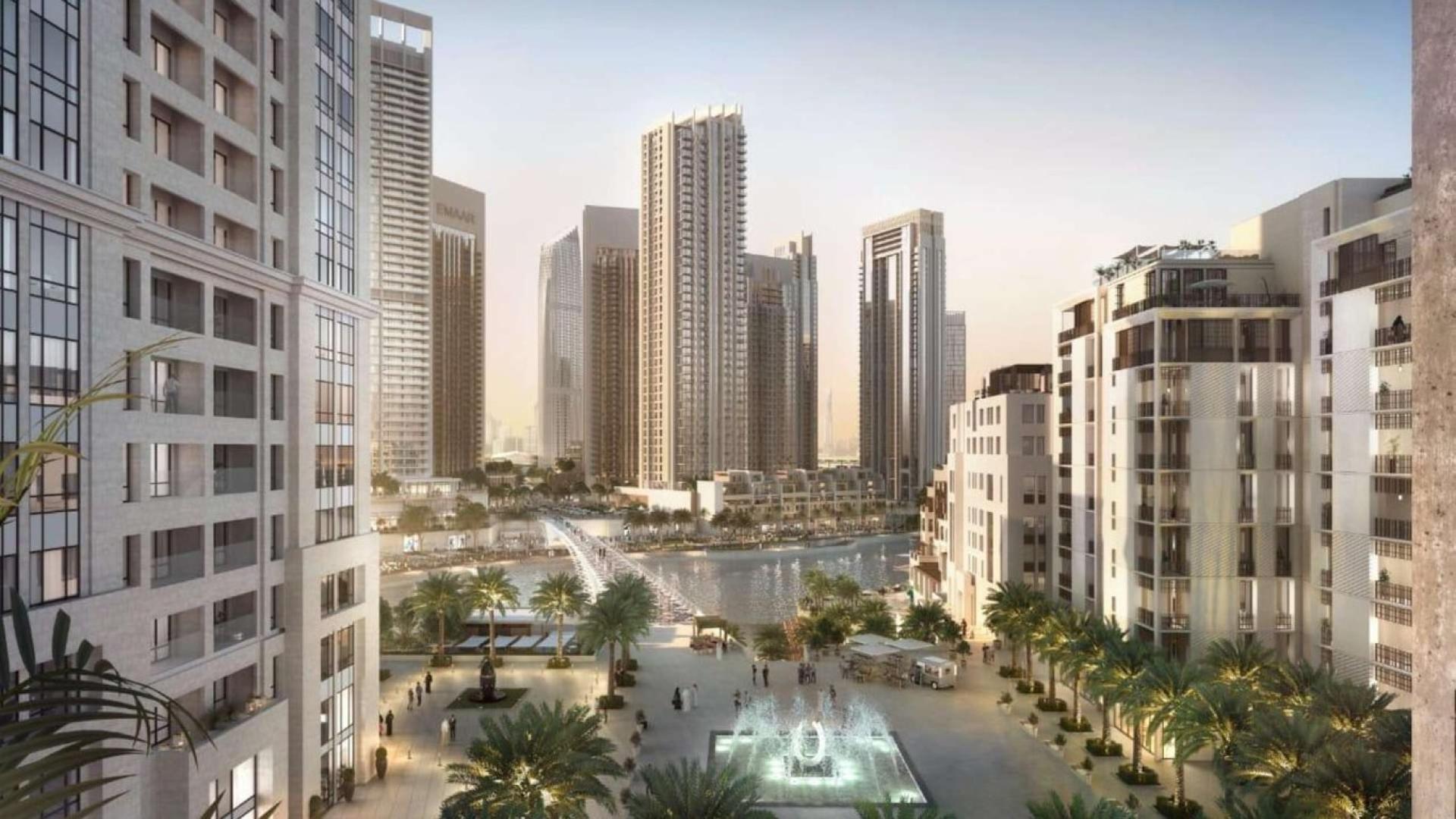 High-floor 1-bedroom apartment interior with city view in Surf, Dubai Creek Harbour