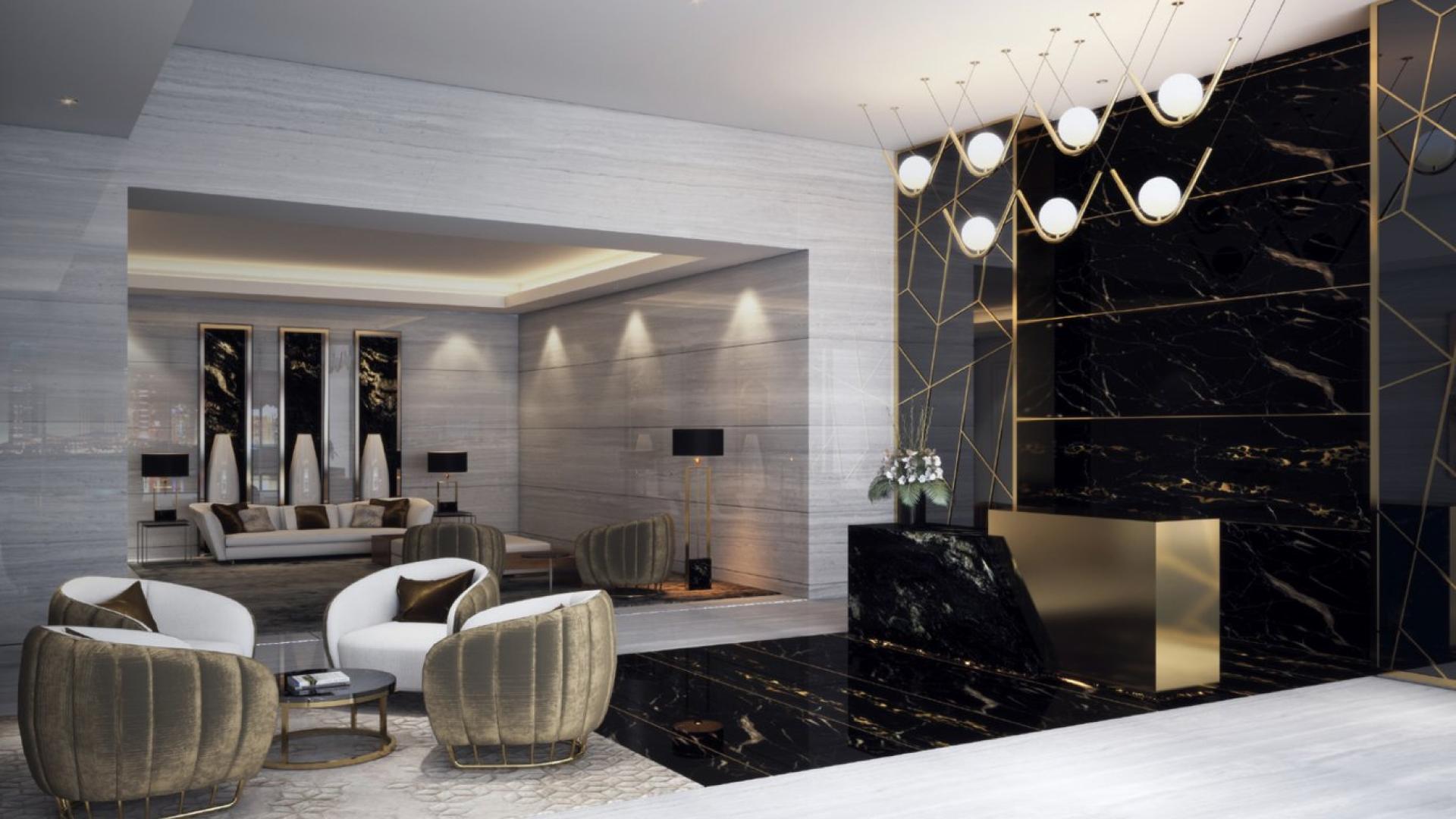 One-bedroom apartment building exterior view in Reva Residences, Business Bay, for sale