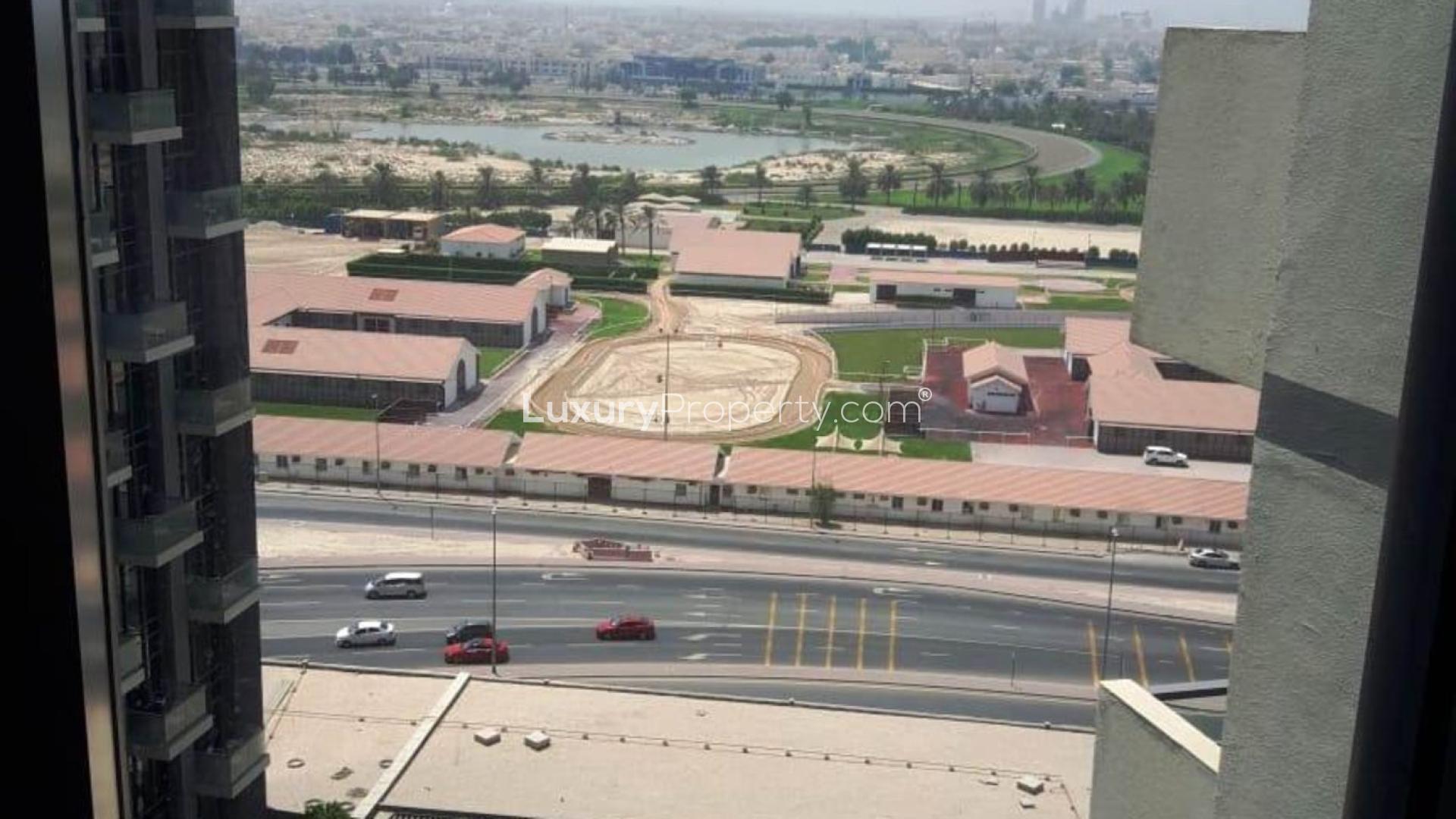 Modern living room in Atria waterfront apartment, Business Bay, featuring cozy seating and dining area