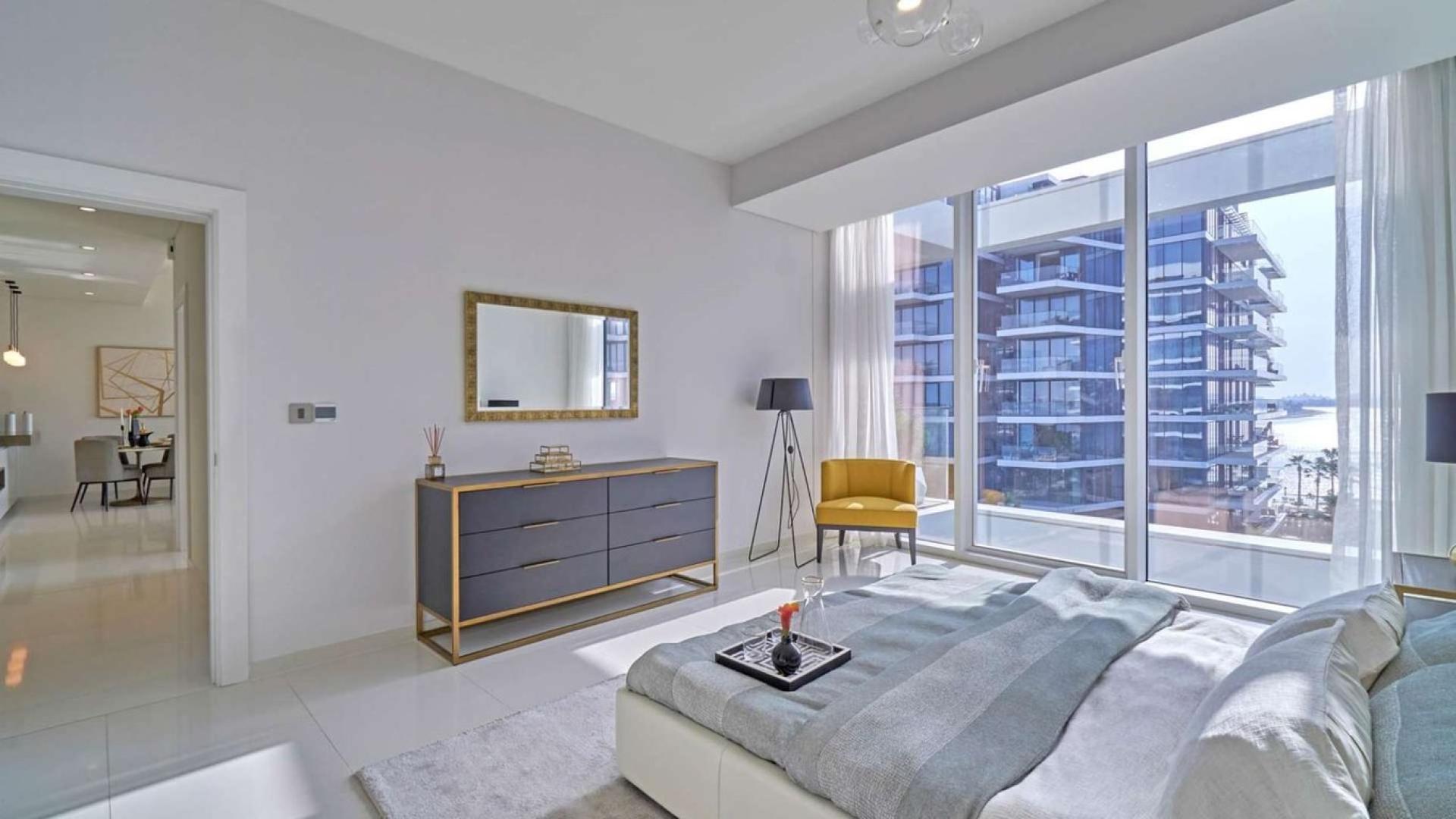Modern bedroom in Serenia Residences, Palm Jumeirah with sea view and elegant decor