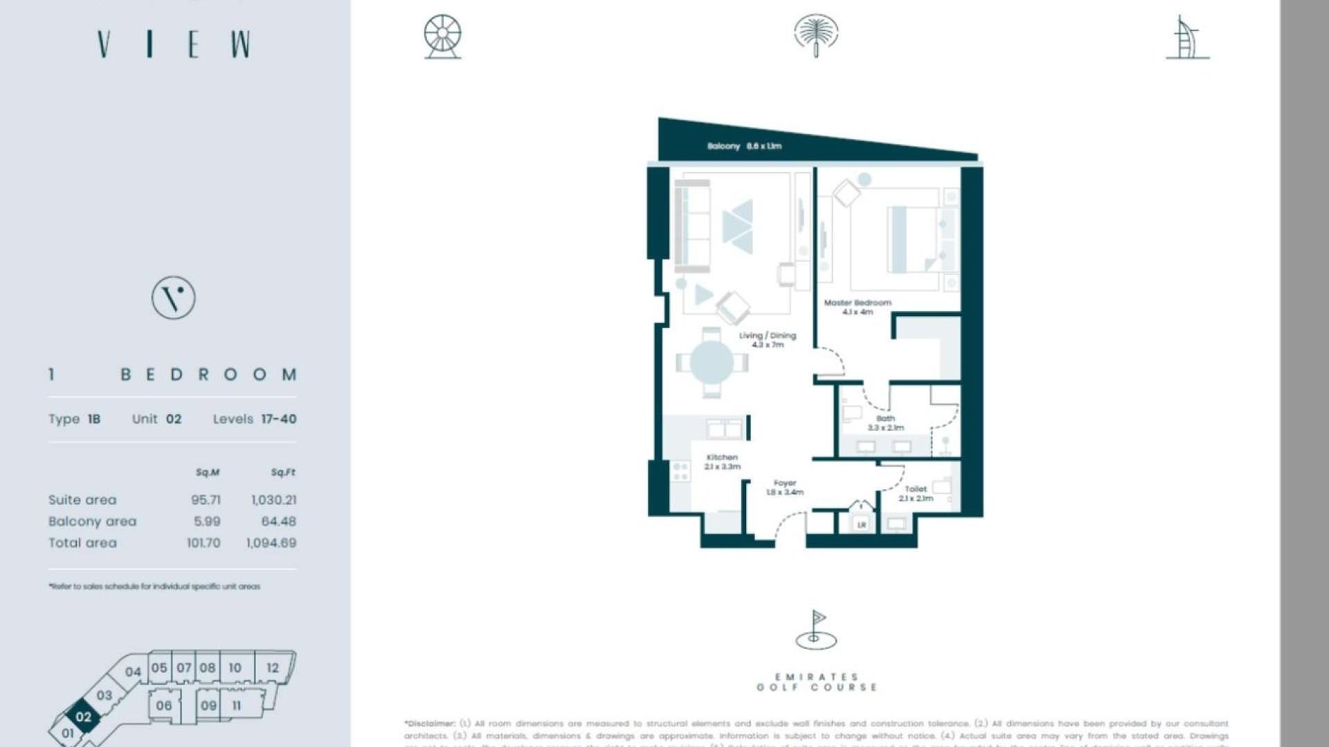 High-floor apartment living room with Palm Jumeirah view, Dubai Media City, Avani Palm View