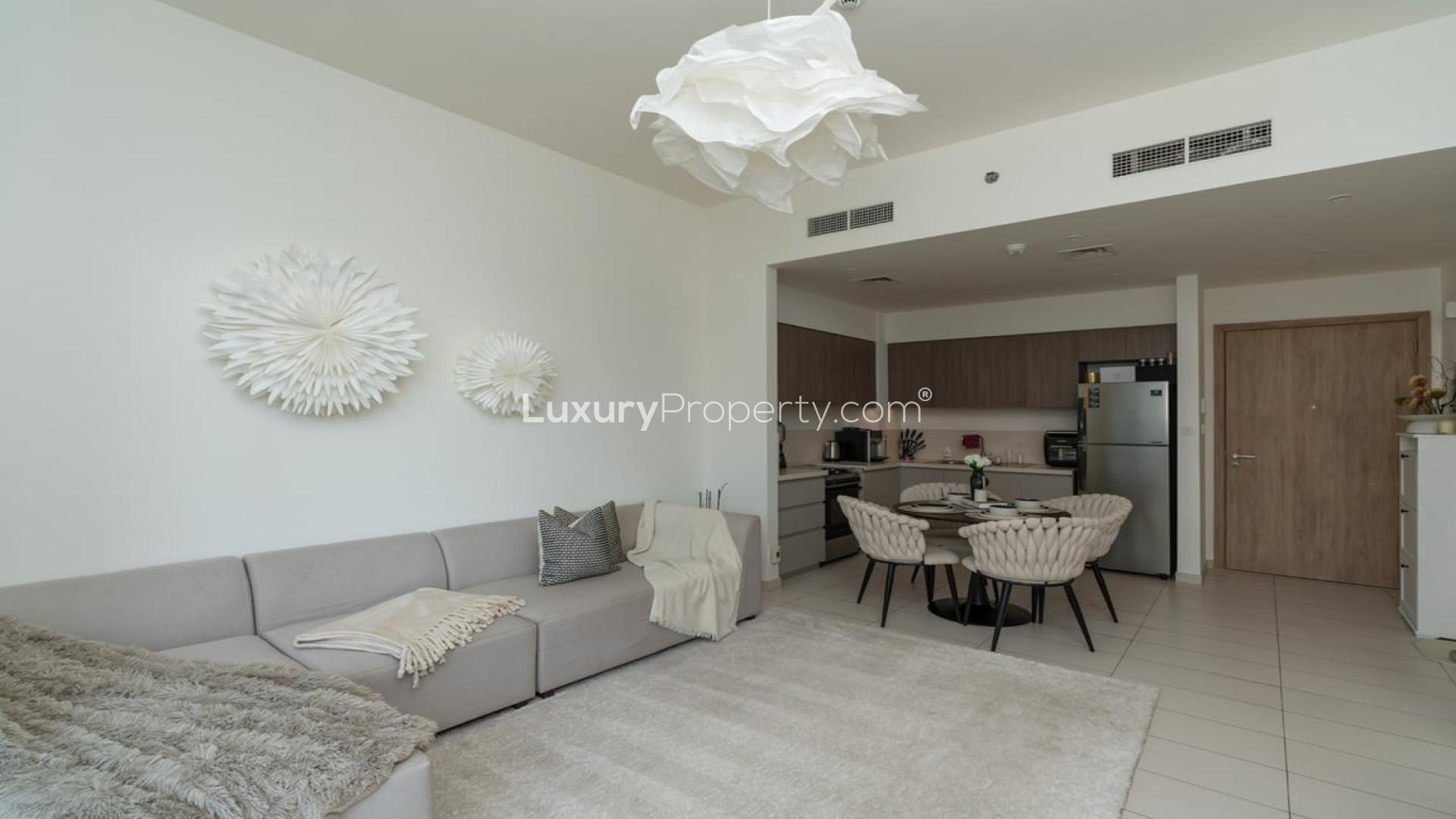 Modern kitchen and dining area in 1-bedroom apartment, Executive Residences, Dubai Hills Estate