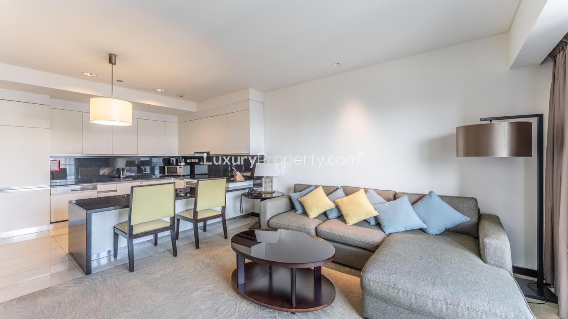 Aerial view of Dubai Marina skyline near The Address Dubai Marina apartment for sale