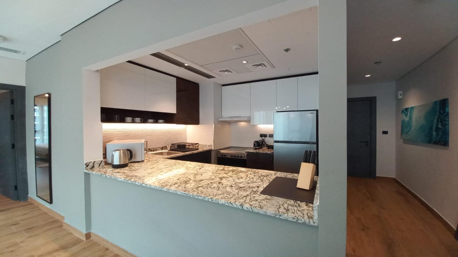 Furnished apartment interior with marina view, Dubai Marina Moon, available for rent