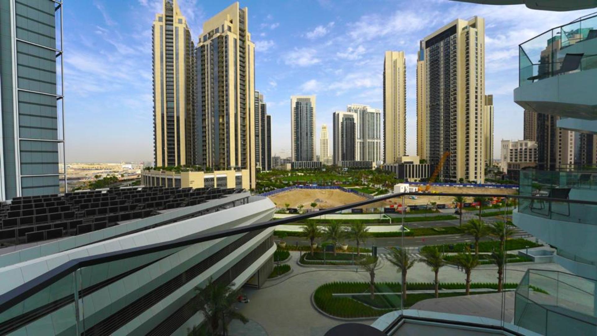 Modern living area in 1-bedroom apartment, Address Harbour Point, Dubai Creek Harbour for rent