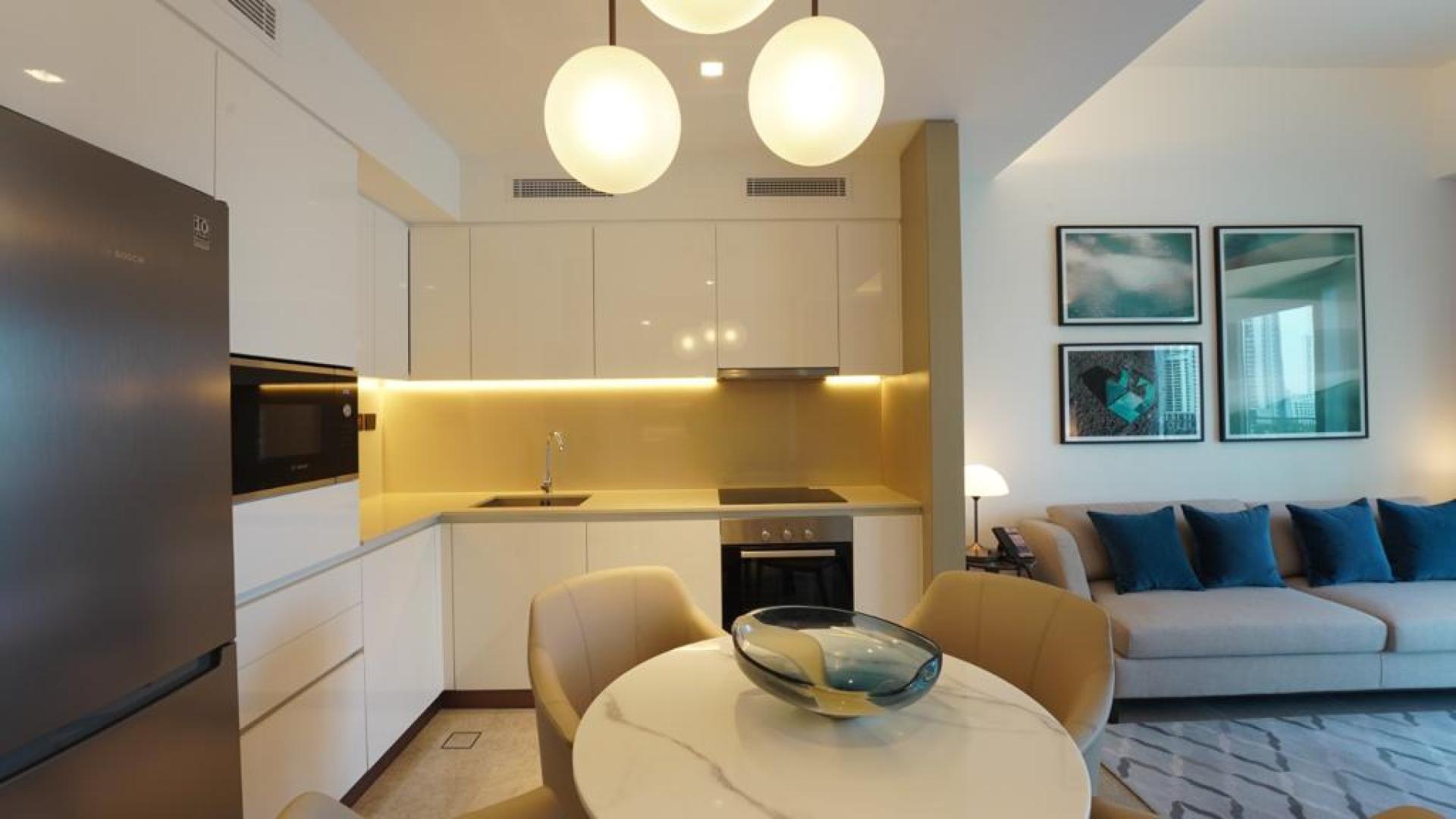 Modern one-bedroom apartment interior in Address Harbour Point, Dubai Creek Harbour for rent