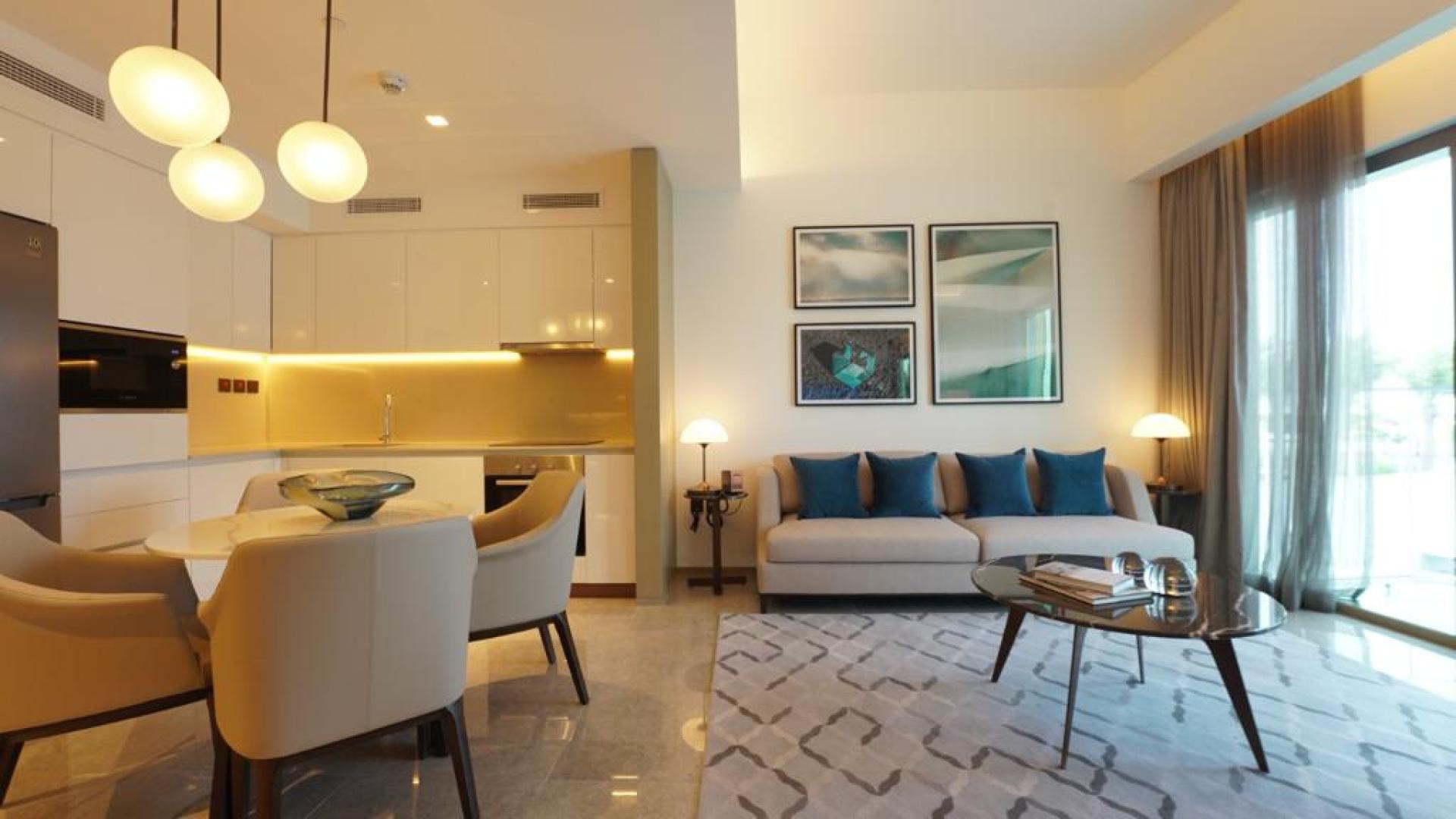 Modern one-bedroom apartment interior at Address Harbour Point, Dubai Creek Harbour