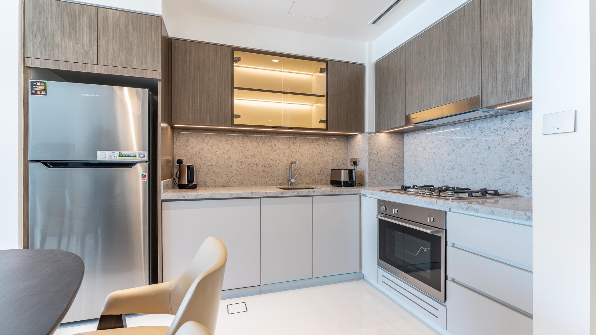 Modern living room in Emaar Beachfront apartment with marina view, Grand Bleu Tower, LP46171