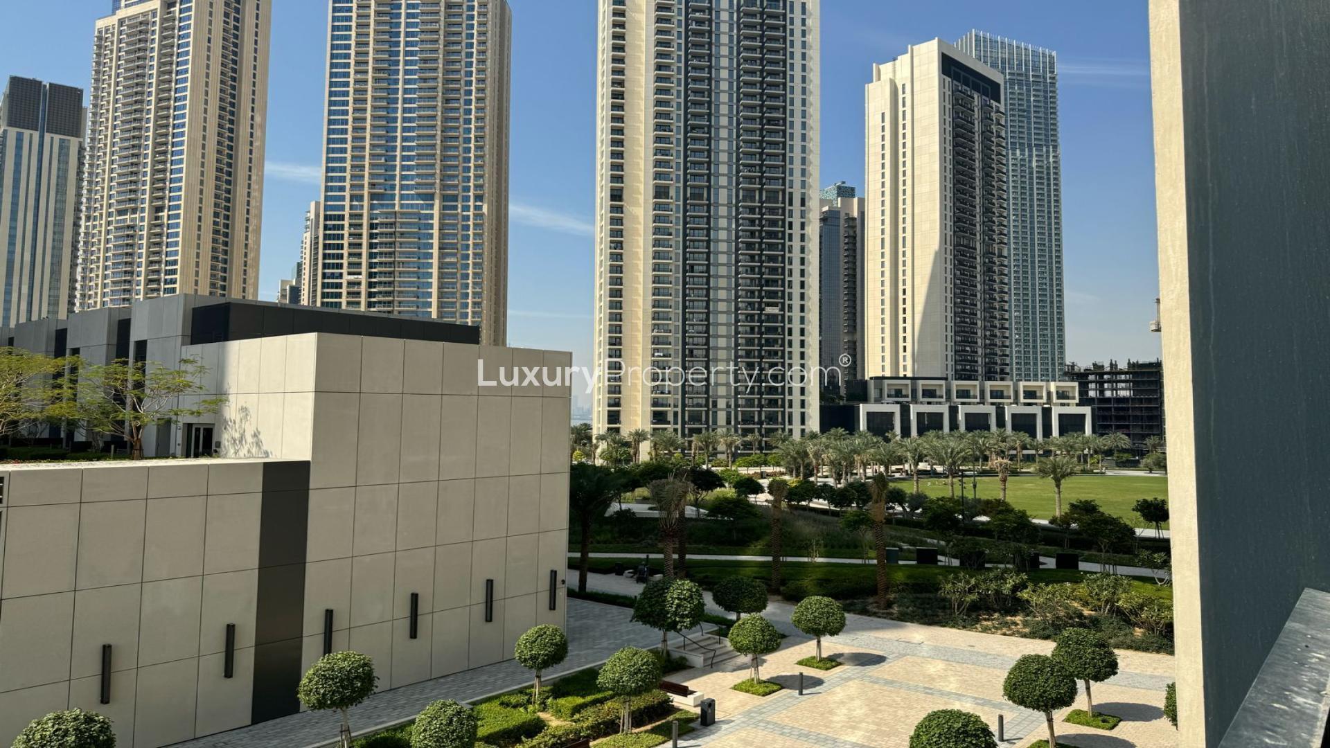 Stylish lounge area in Harbour Gate Tower 2, Dubai Creek Harbour apartment for rent